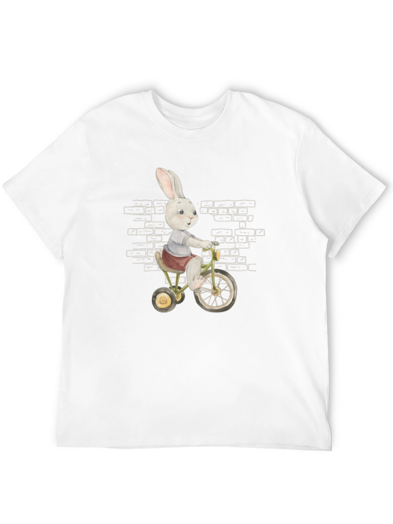 Whimsical Rabbit on Bike Mens Graphic Tee