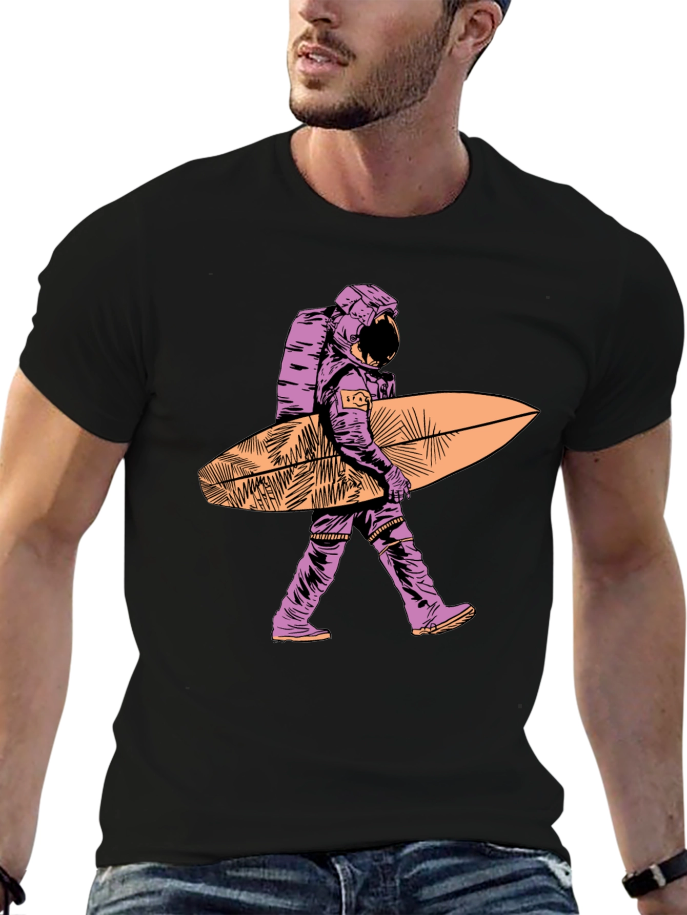 Surfing Astronaut T-Shirt - Unique Graphic Tee