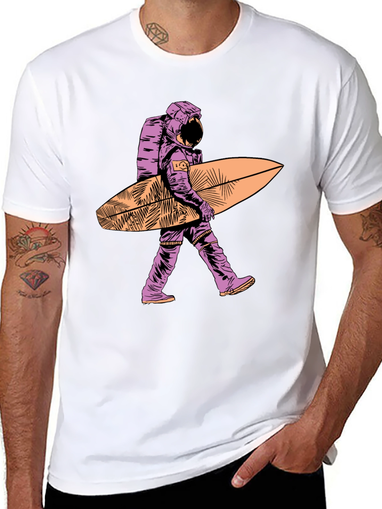 Surfing Astronaut T-Shirt - Unique Graphic Tee