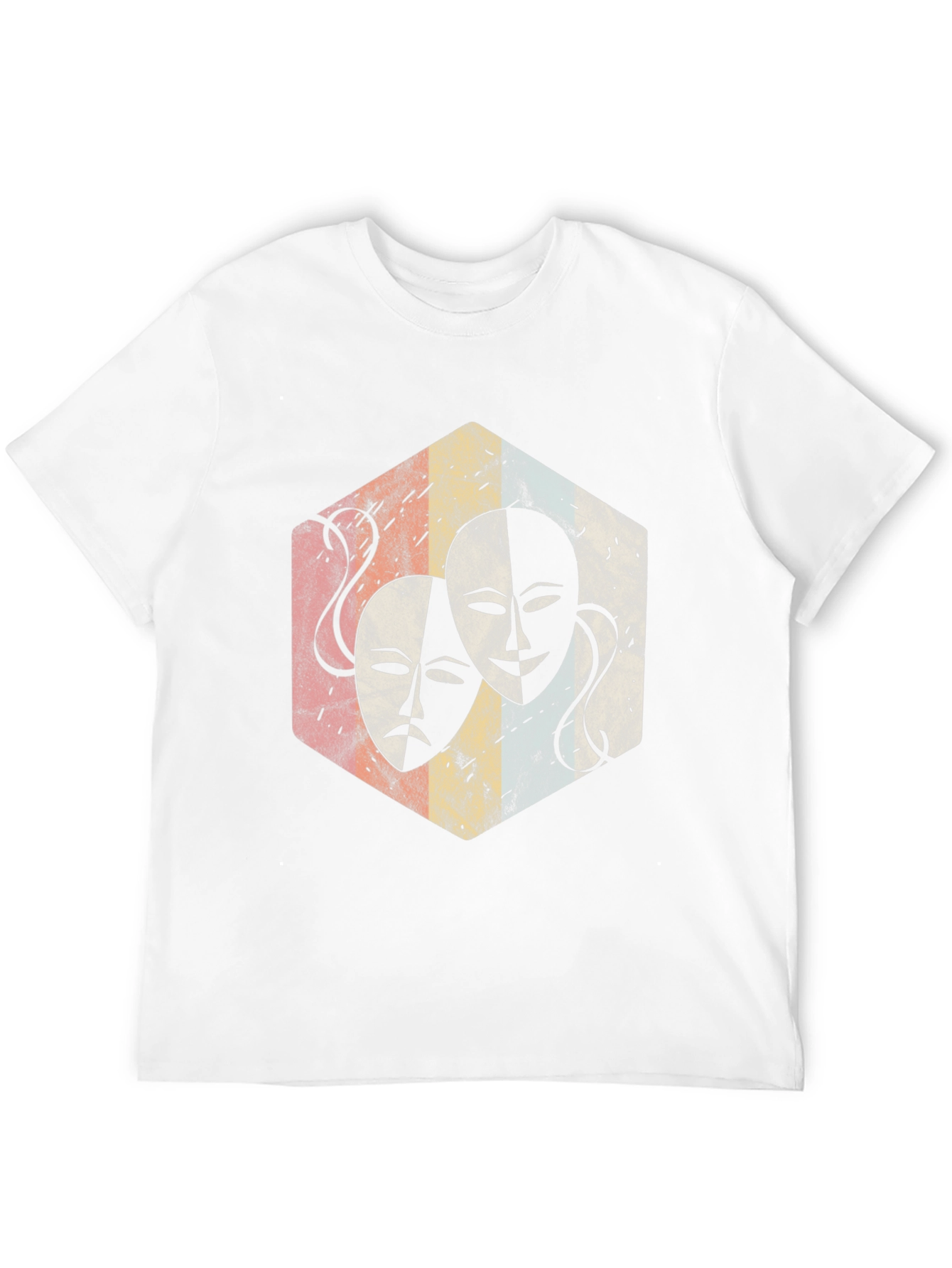Drama Mask Graphic Tee - Retro Theater Lover Shirt