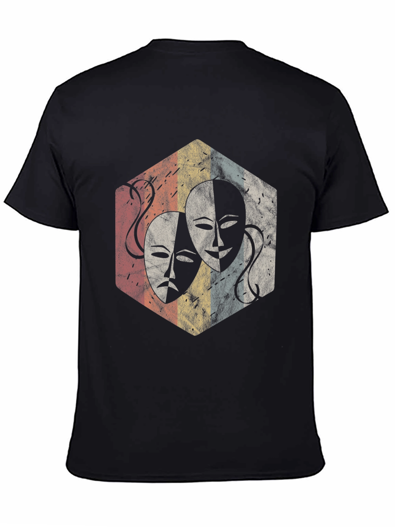 Drama Mask Graphic Tee - Retro Theater Lover Shirt