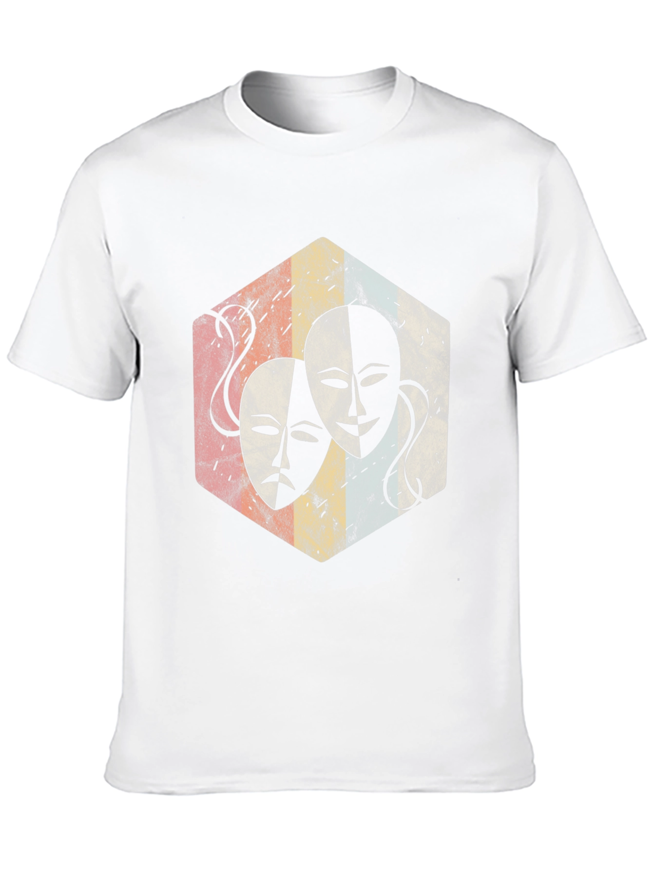 Drama Mask Graphic Tee - Retro Theater Lover Shirt
