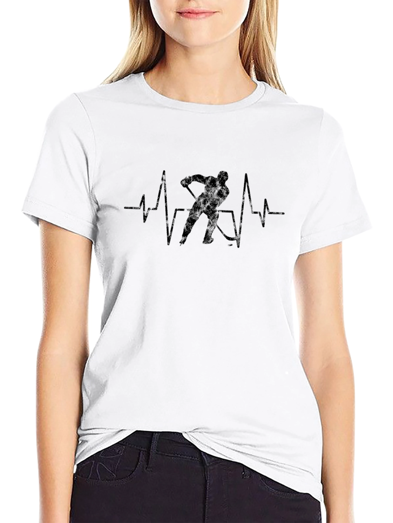 Hockey Heartbeat Graphic Tee - Black T-Shirt