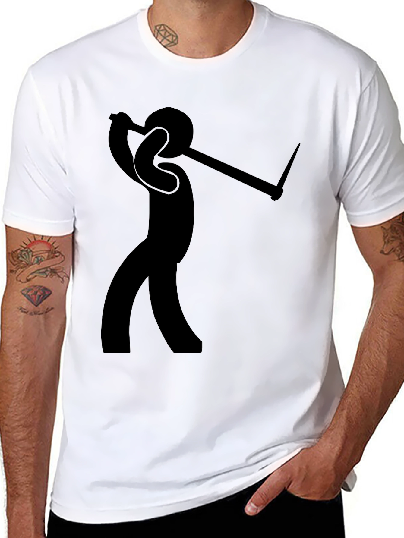 Silhouette Golfer Black T-Shirt