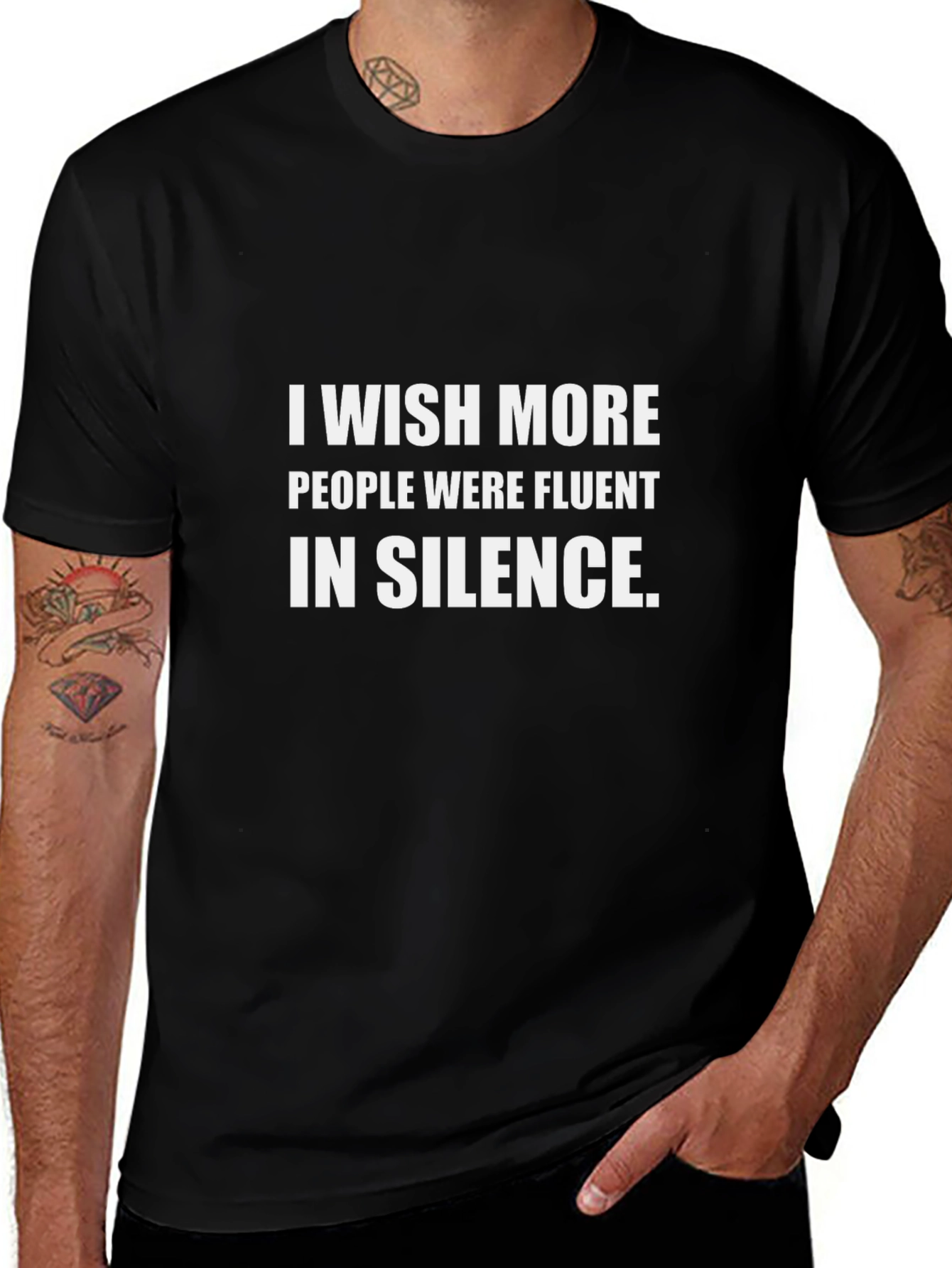 Silent Fluency T-Shirt - Black Crew Neck Tee