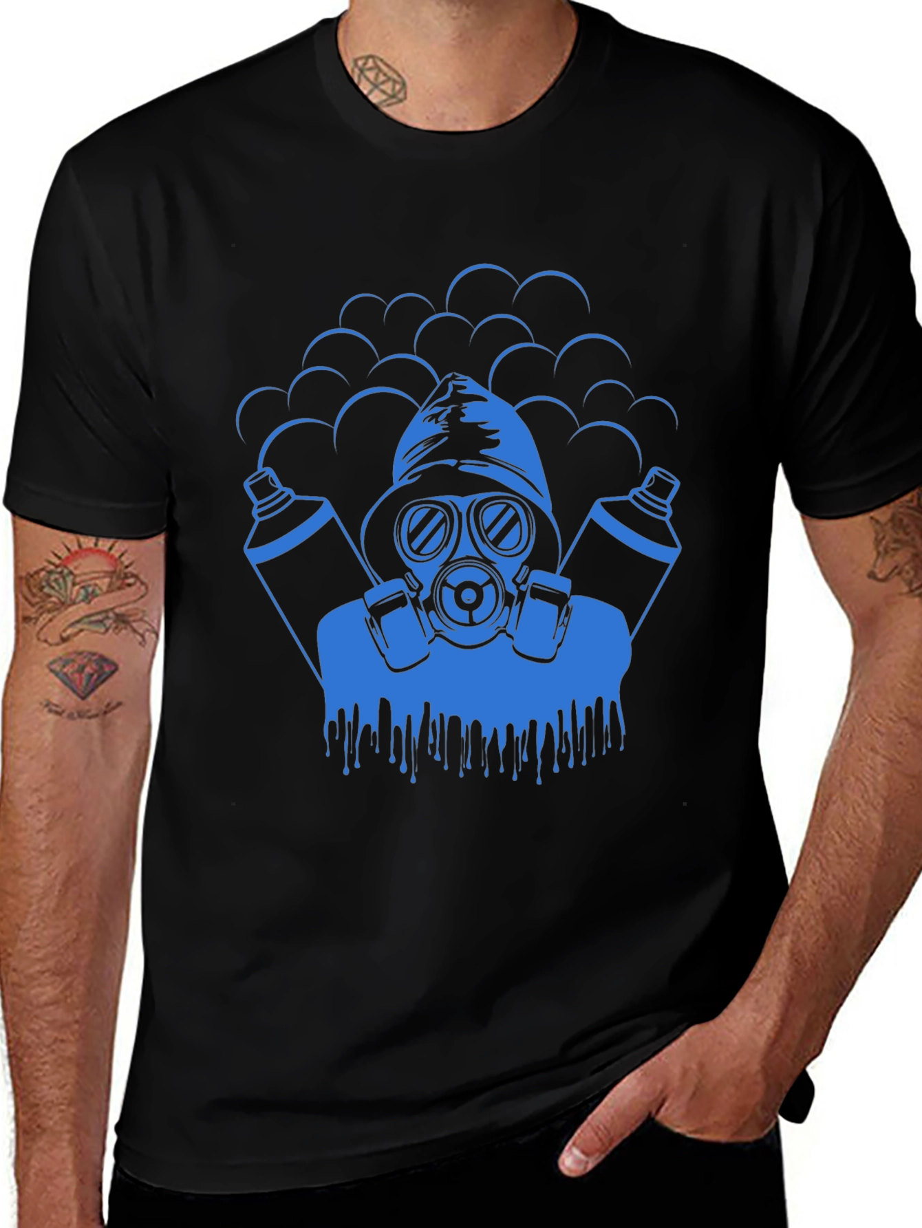 Cool Graphic Tee - Gas Mask Graffiti Artist