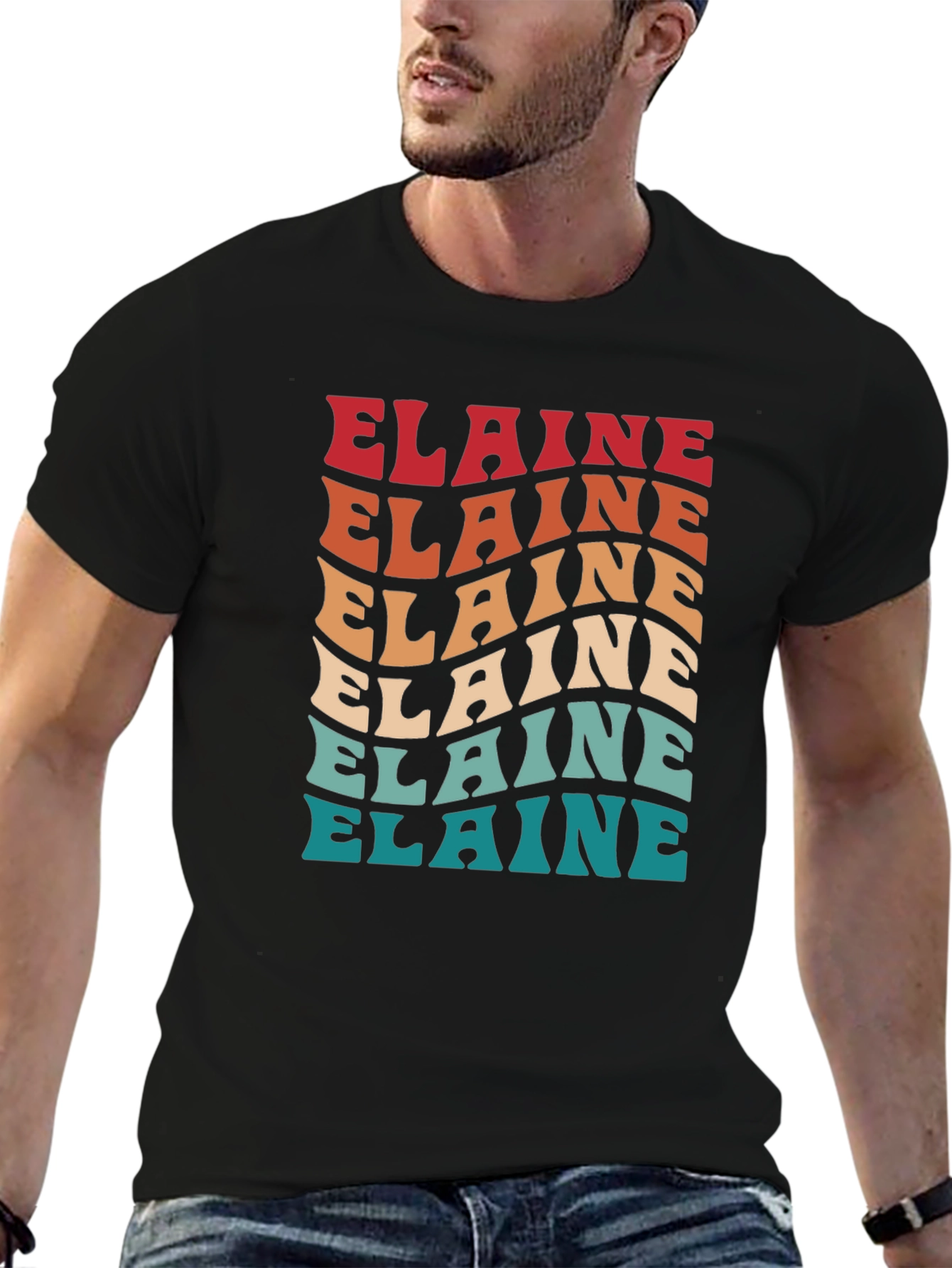 Elaine Retro Wavy Text T-Shirt
