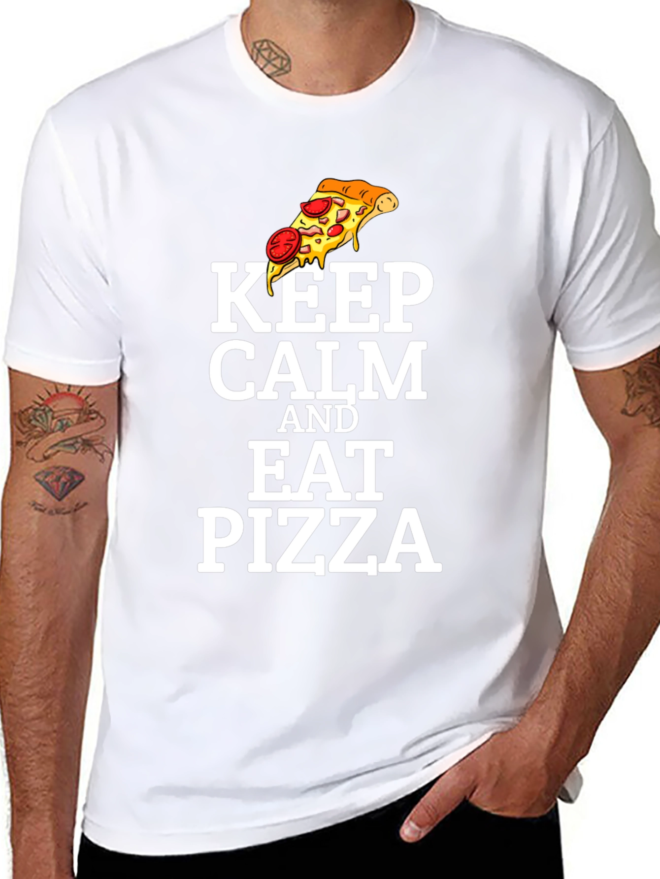 Keep Calm and Eat Pizza Graphic T-Shirt