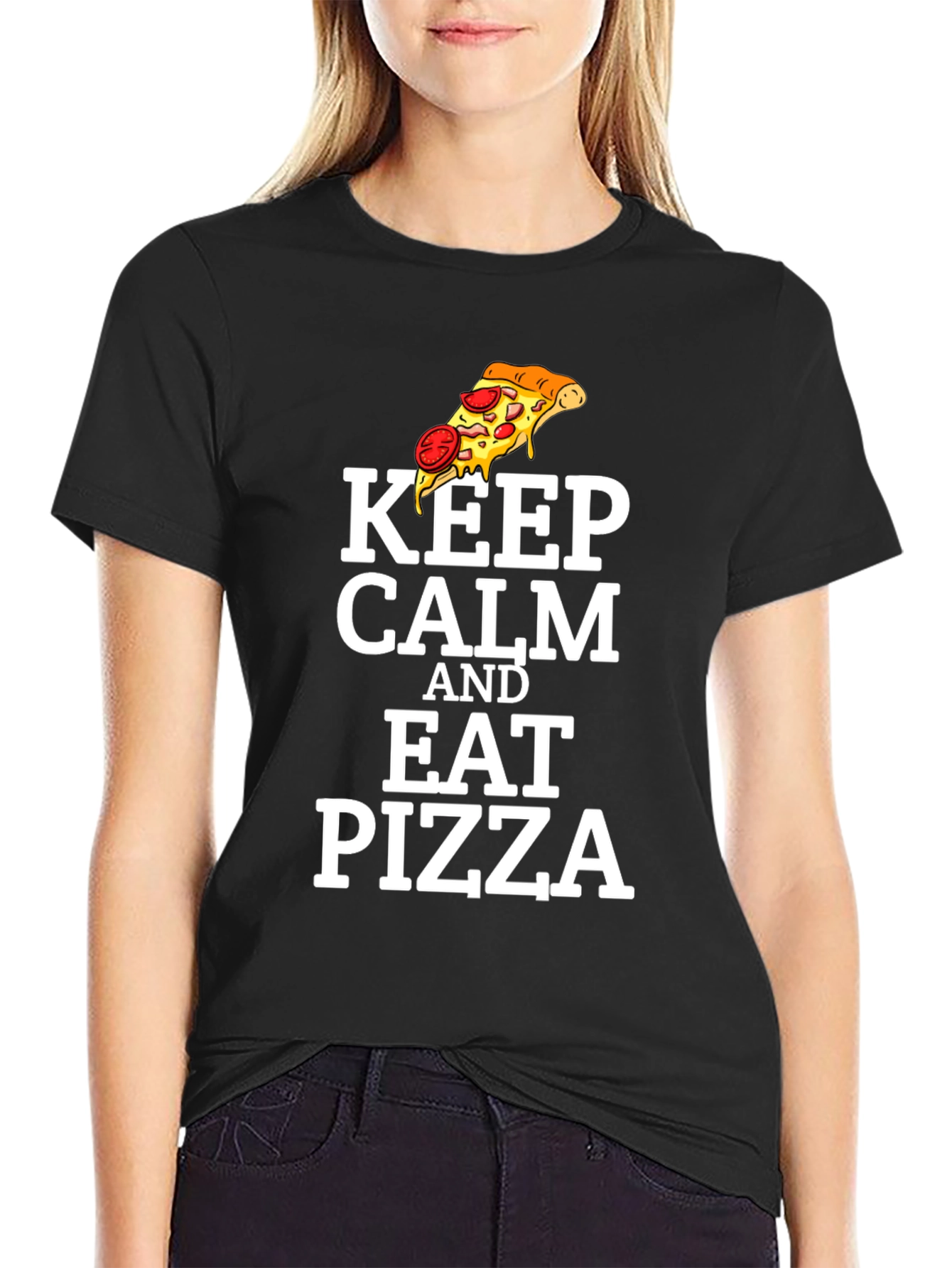 Keep Calm and Eat Pizza Graphic T-Shirt