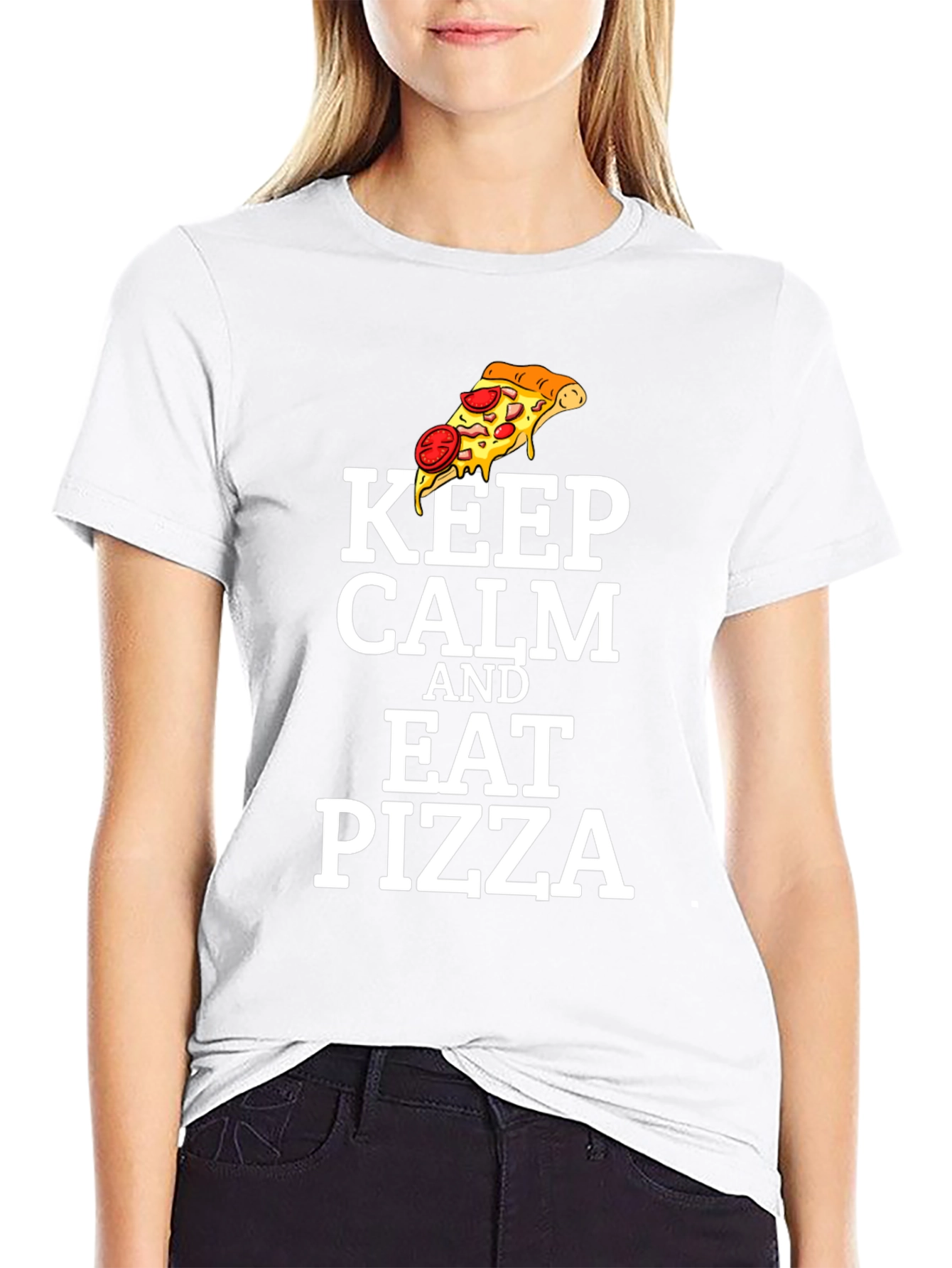 Keep Calm and Eat Pizza Graphic T-Shirt