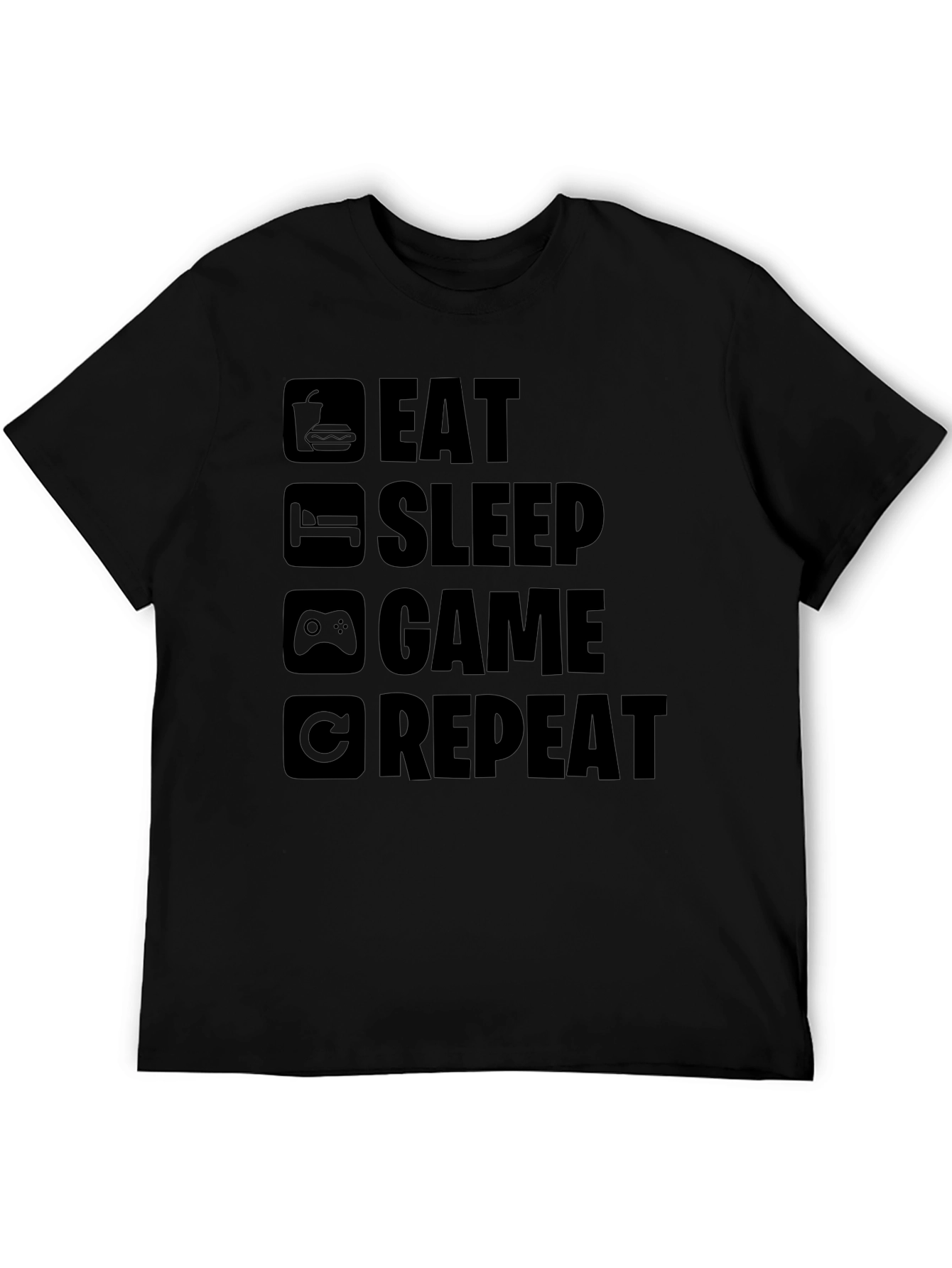 Eat Sleep Game Repeat Black T-Shirt - Gamer Style