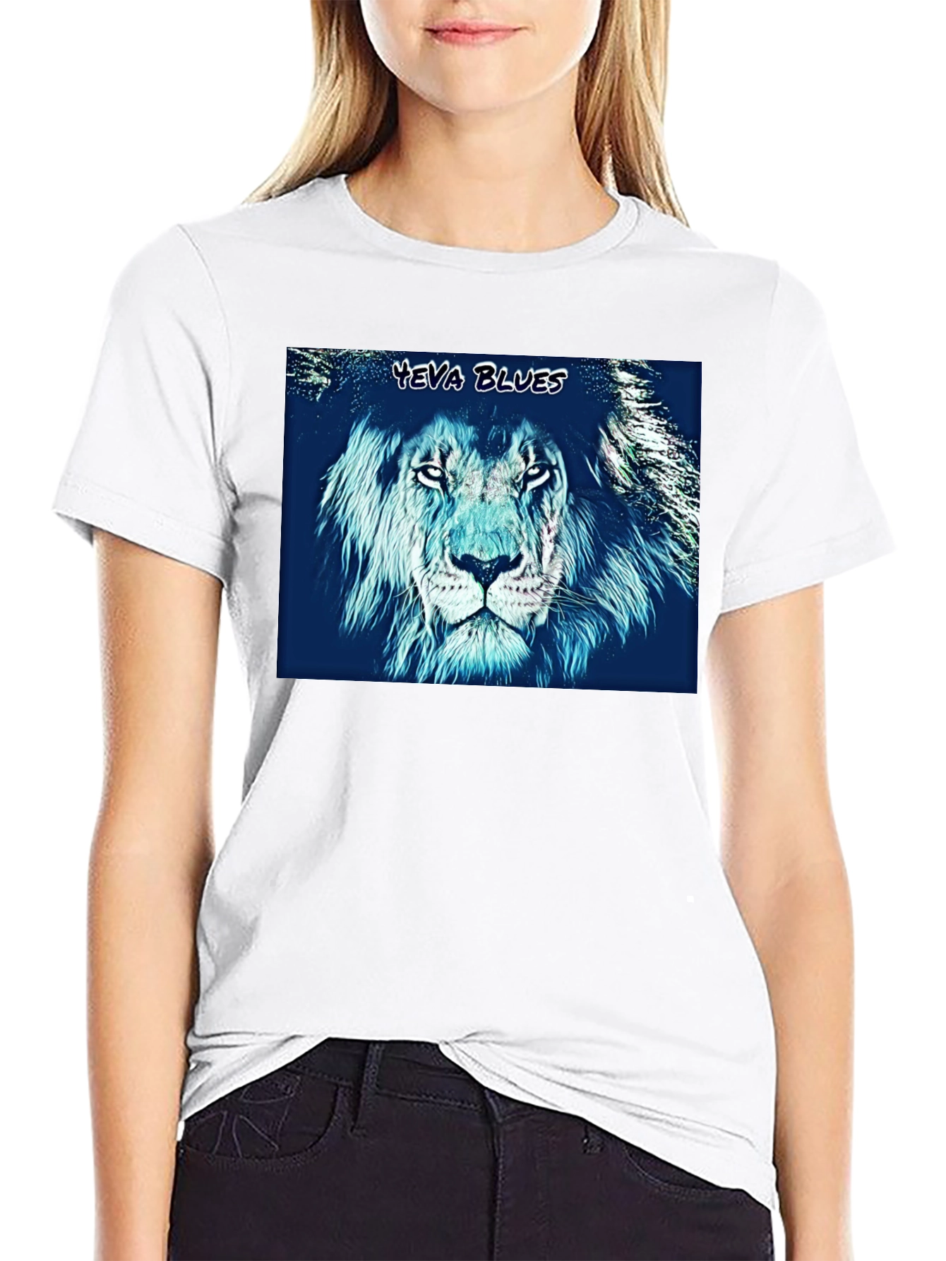 Yeva Blues Lion Graphic T-Shirt - Black