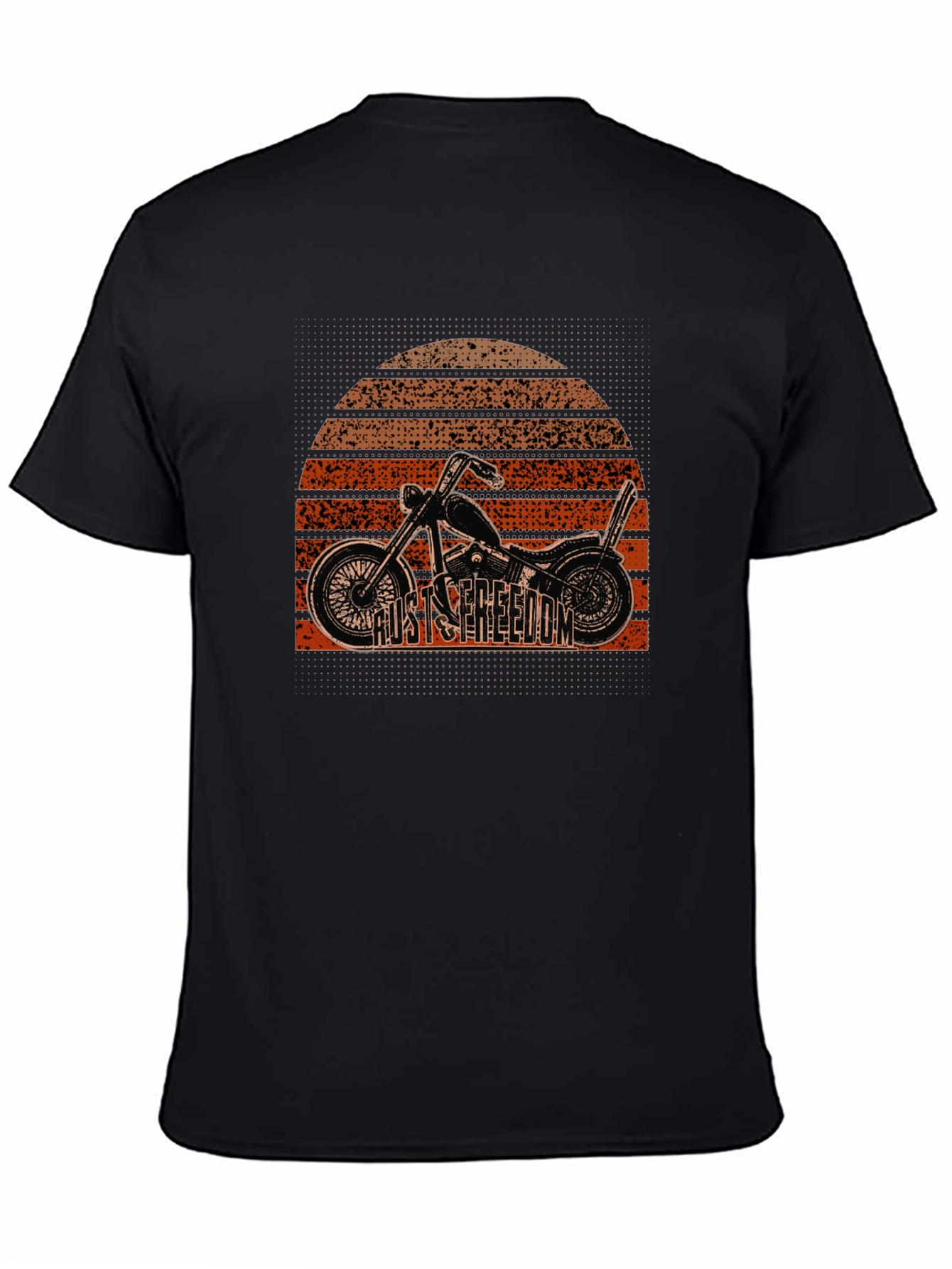 Rust Freedom Graphic Tee - Motorcycle Sunset Design