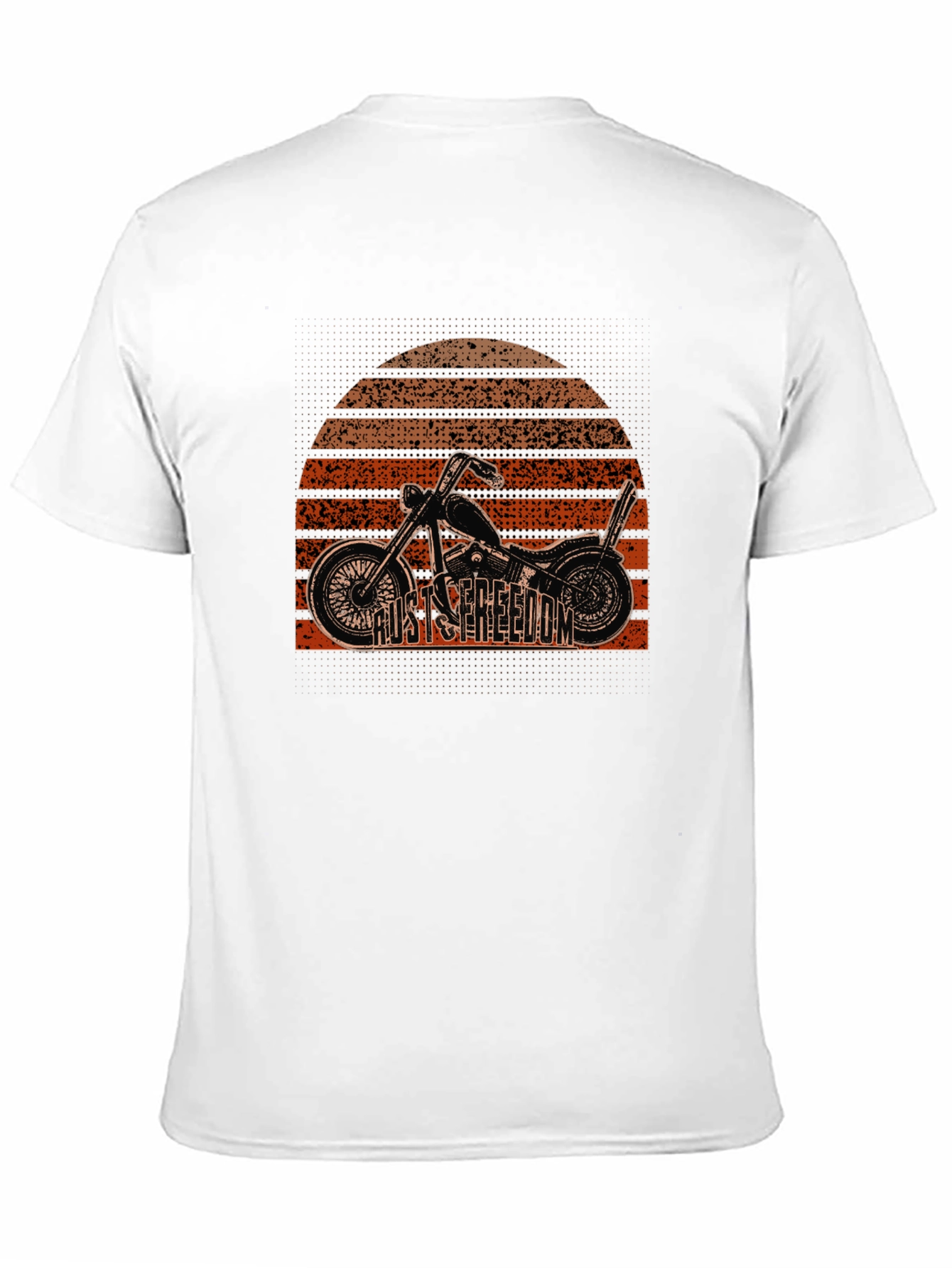 Rust Freedom Graphic Tee - Motorcycle Sunset Design