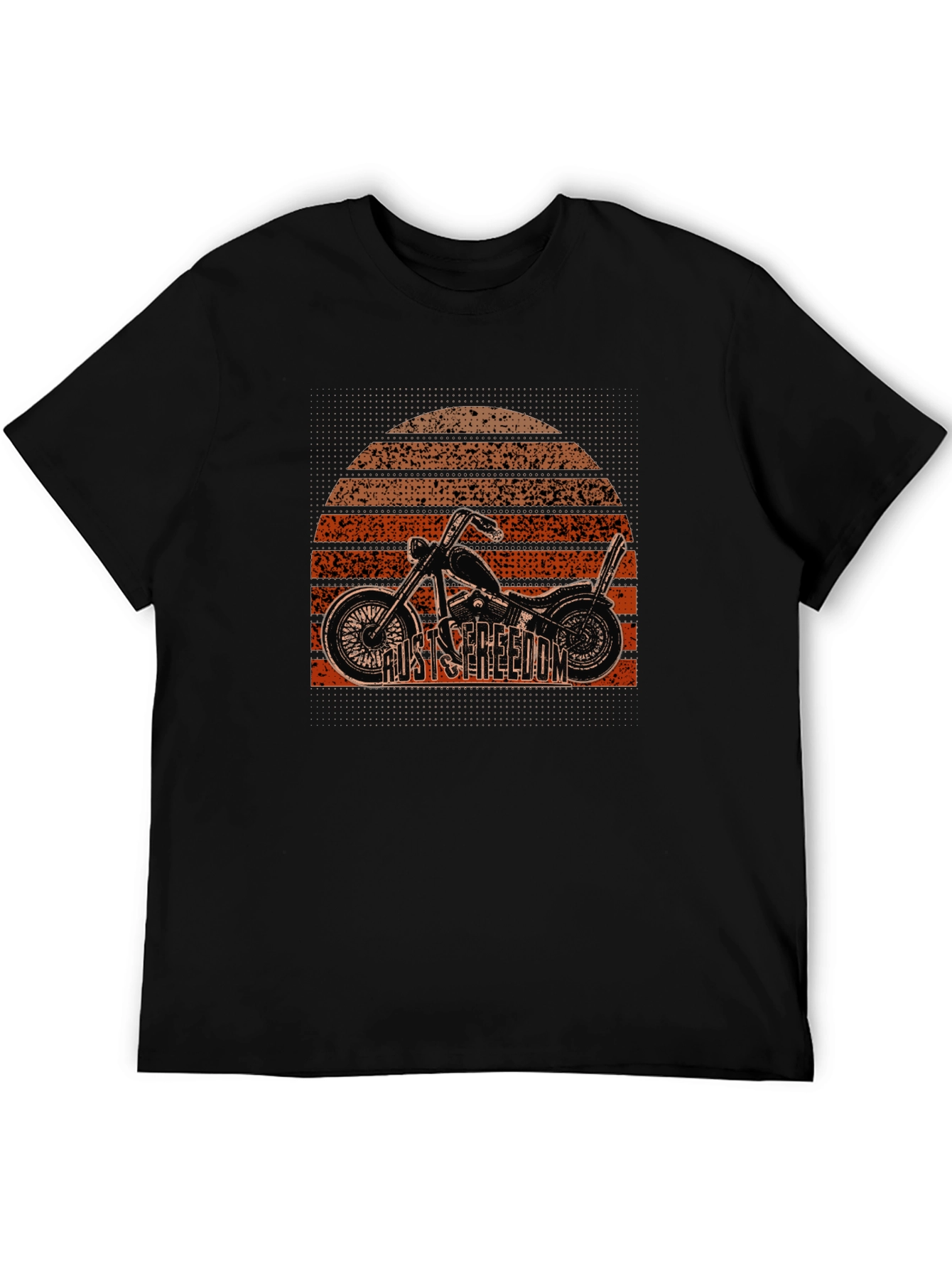 Rust Freedom Graphic Tee - Motorcycle Sunset Design