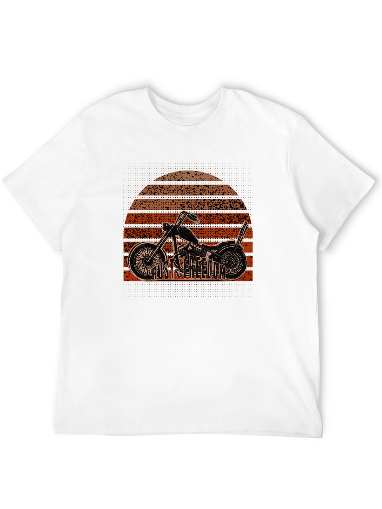 Rust Freedom Graphic Tee - Motorcycle Sunset Design