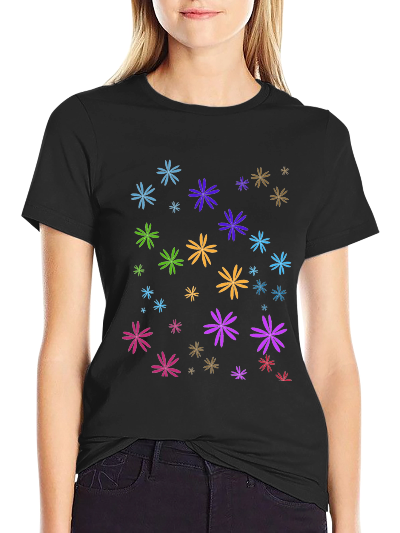 Floral Burst Black T-Shirt