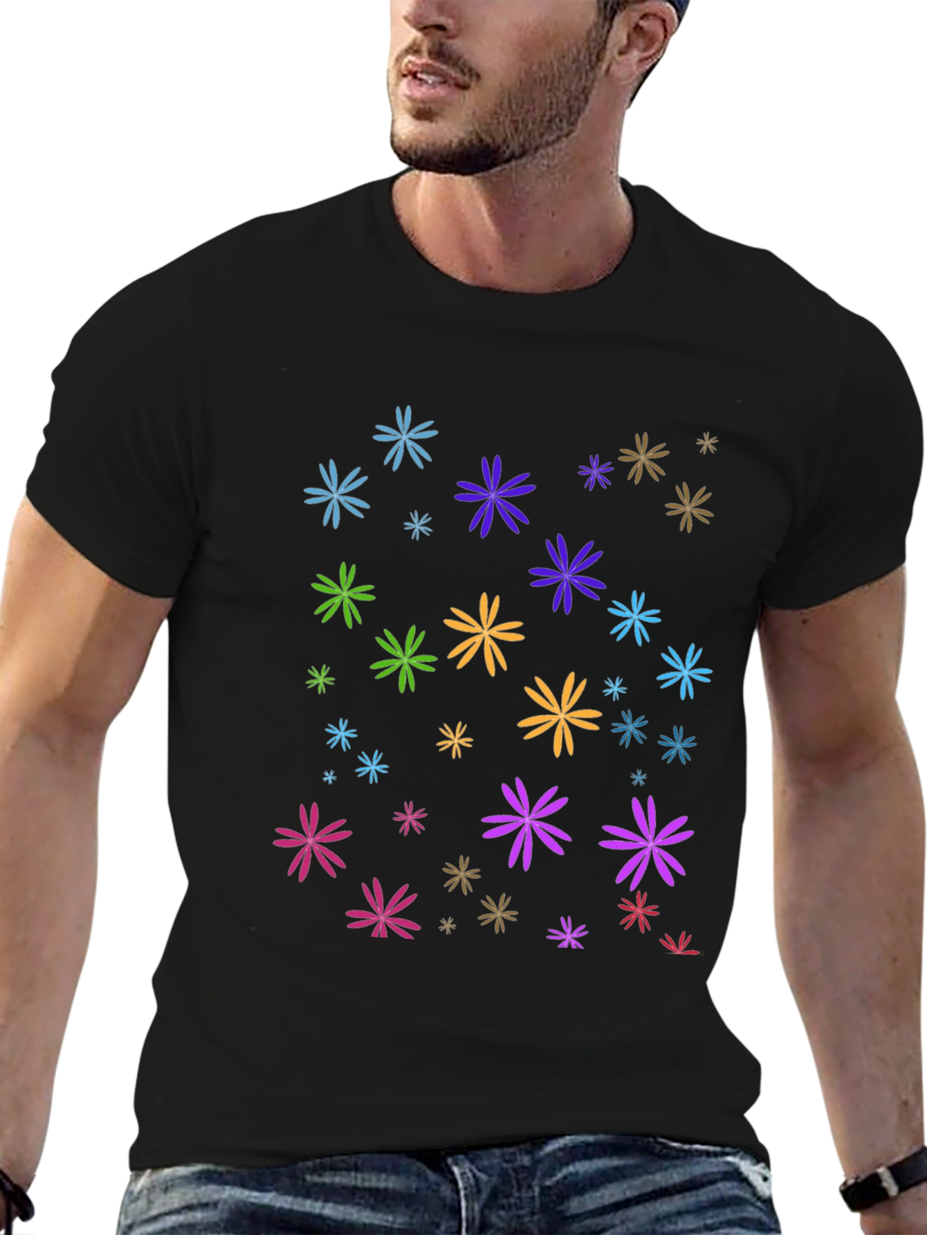 Floral Burst Black T-Shirt