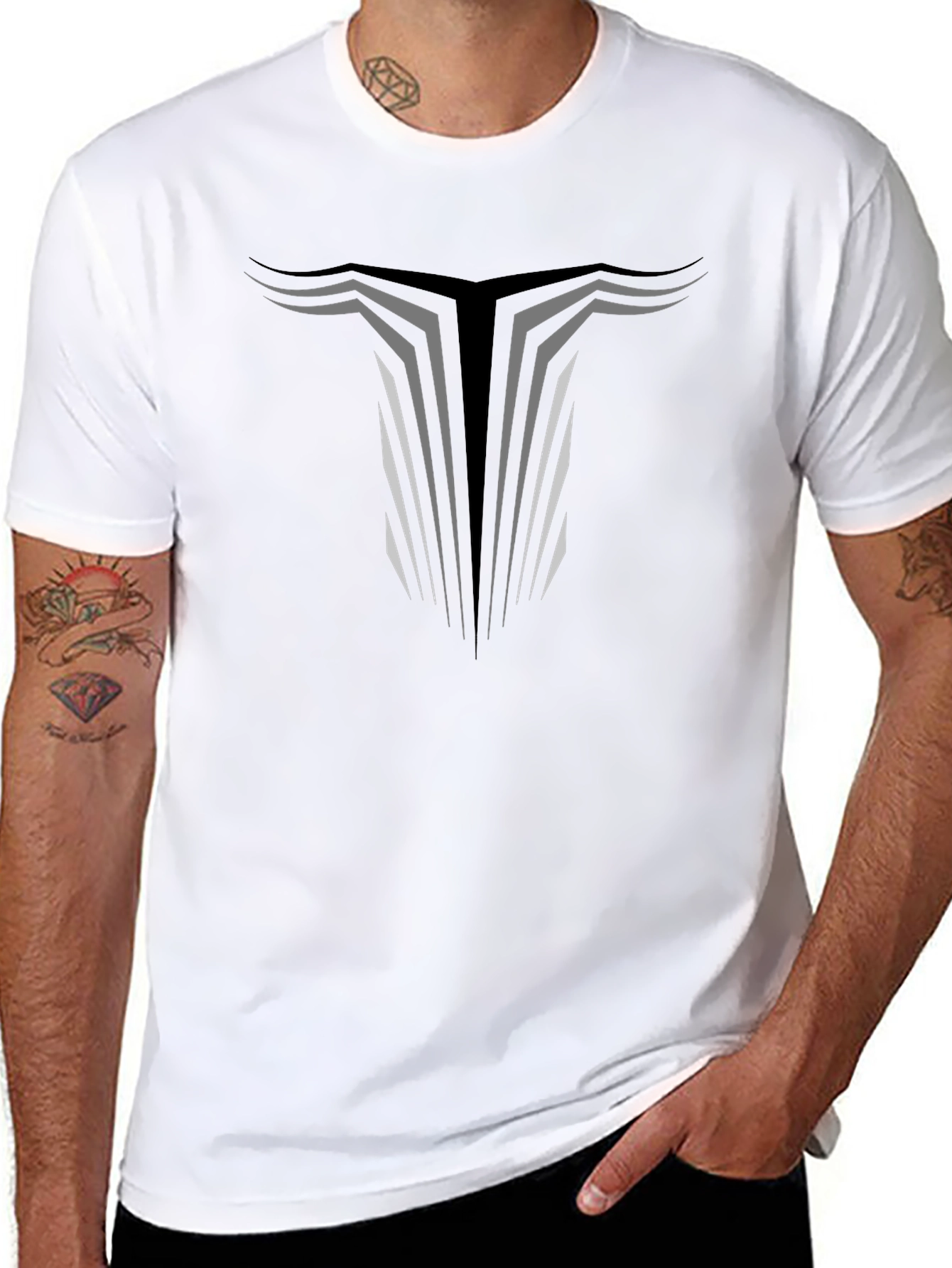 Bull Horns Graphic T-Shirt - Black Cotton Tee