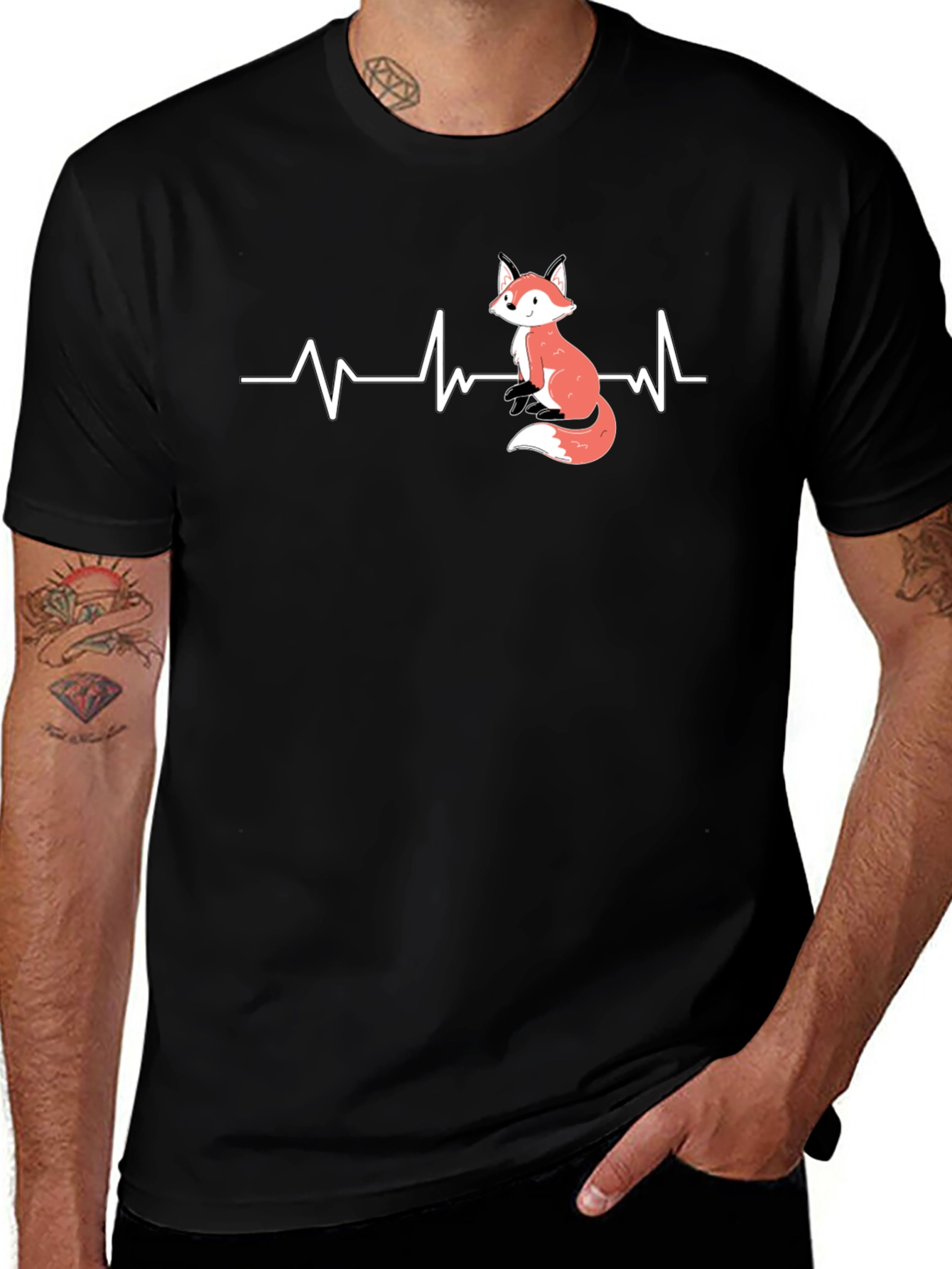 Fox Heartbeat Graphic Tee - Cute Animal Lover Shirt