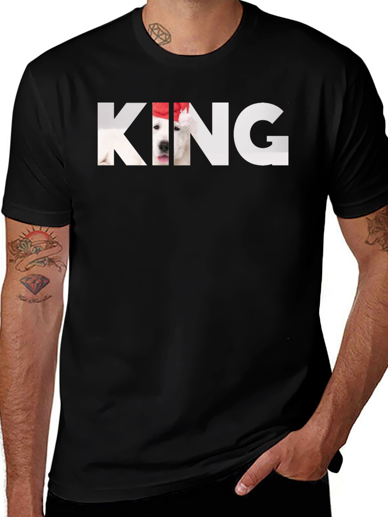 King Dog Graphic T-Shirt - Black Cotton Tee