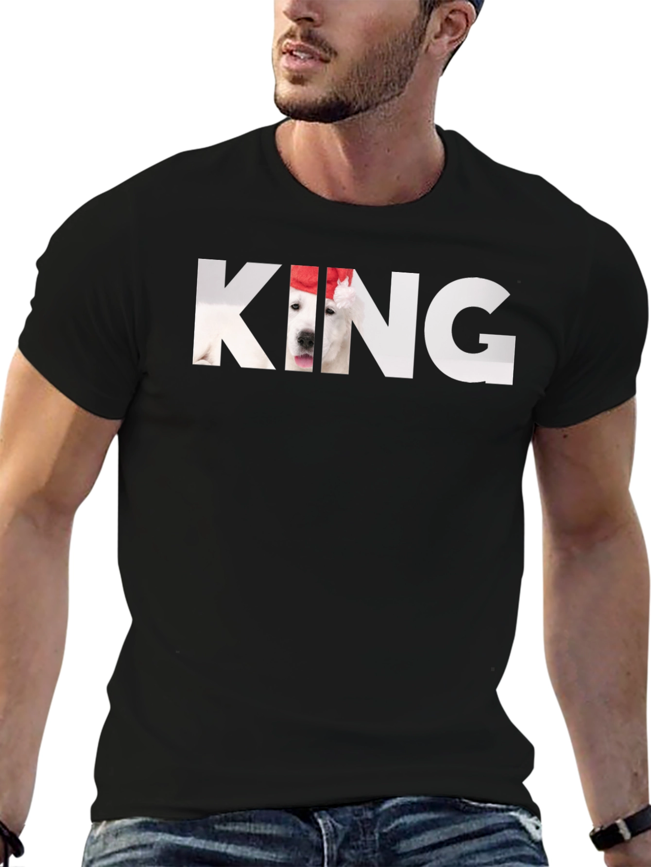King Dog Graphic T-Shirt - Black Cotton Tee