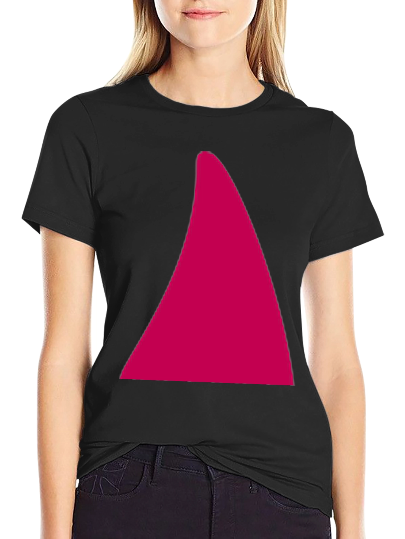 Geometric Triangle Graphic Tee - Casual Black Cotton T-Shirt