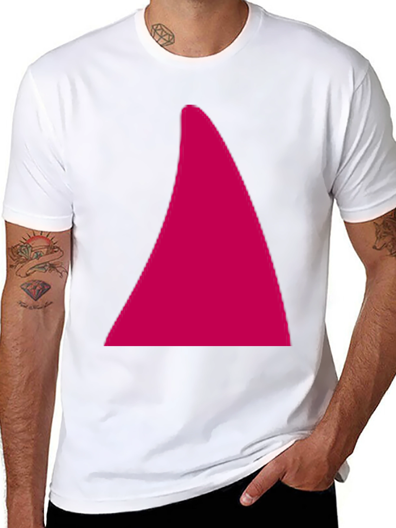 Geometric Triangle Graphic Tee - Casual Black Cotton T-Shirt