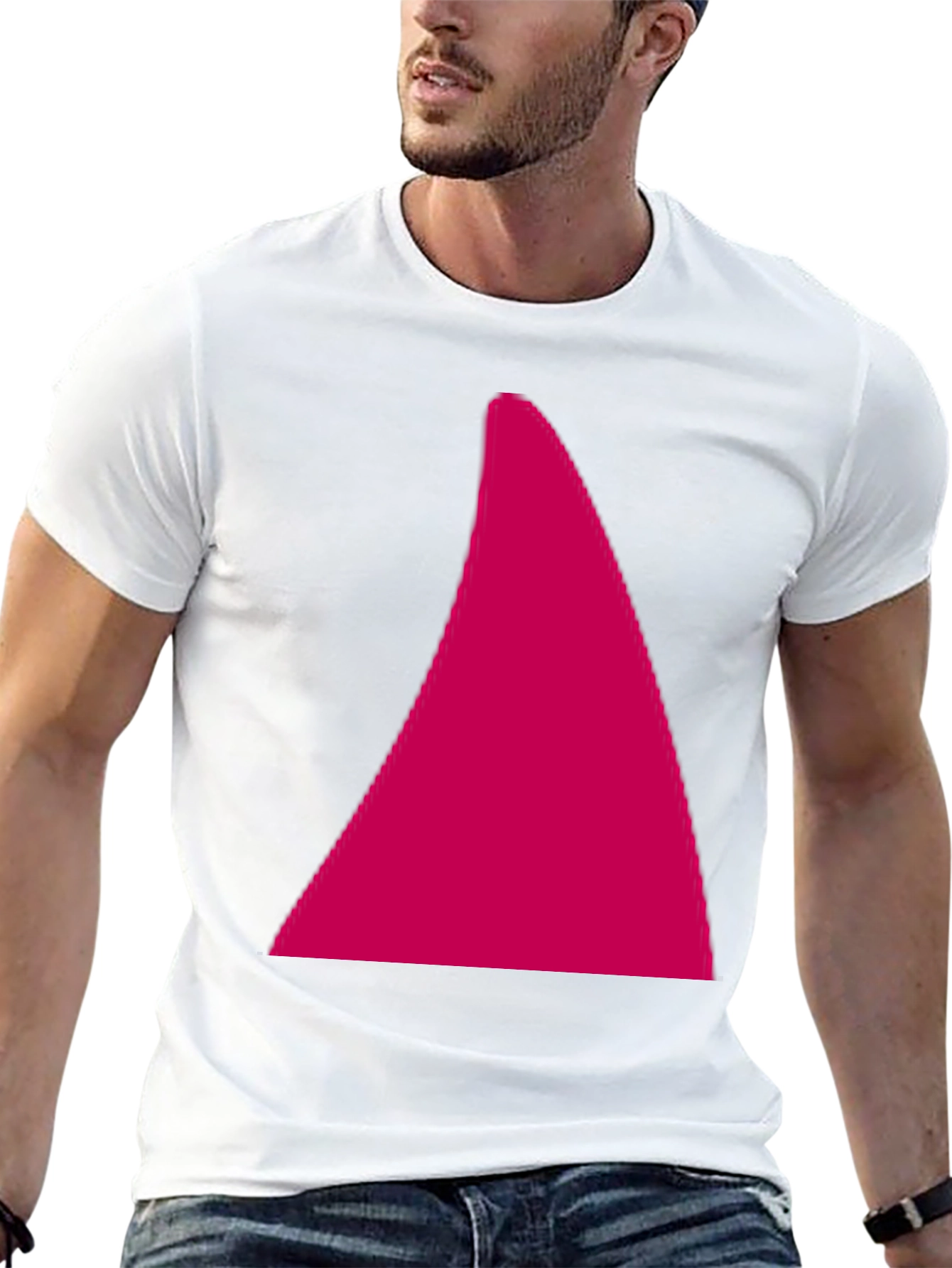Geometric Triangle Graphic Tee - Casual Black Cotton T-Shirt