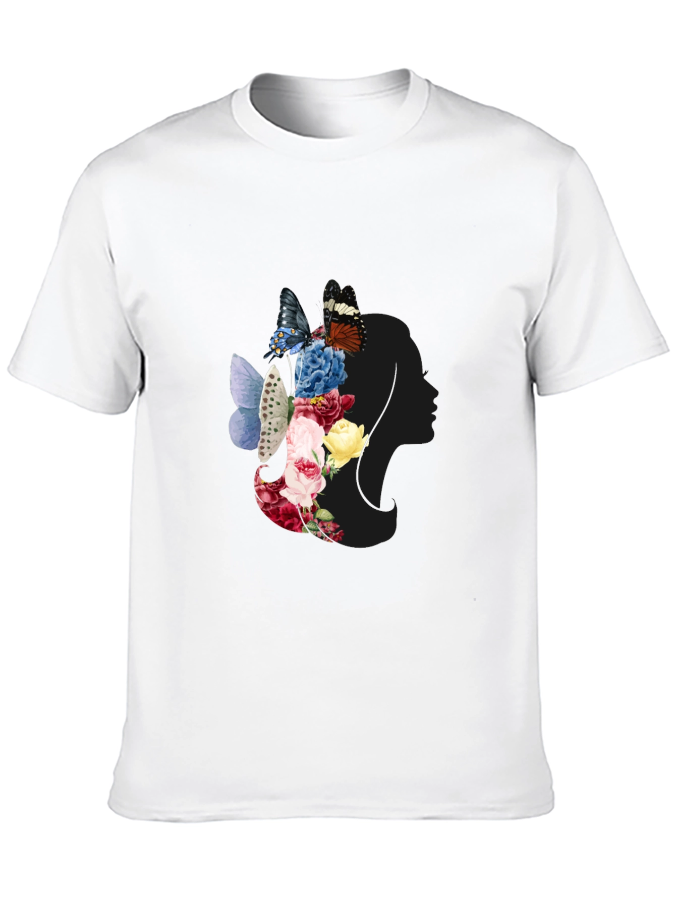 Floral Butterfly Woman Silhouette Graphic Tee