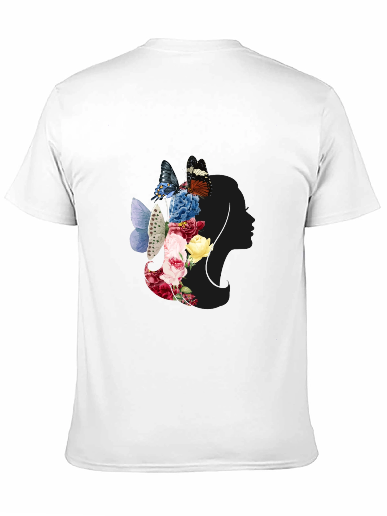 Floral Butterfly Woman Silhouette Graphic Tee