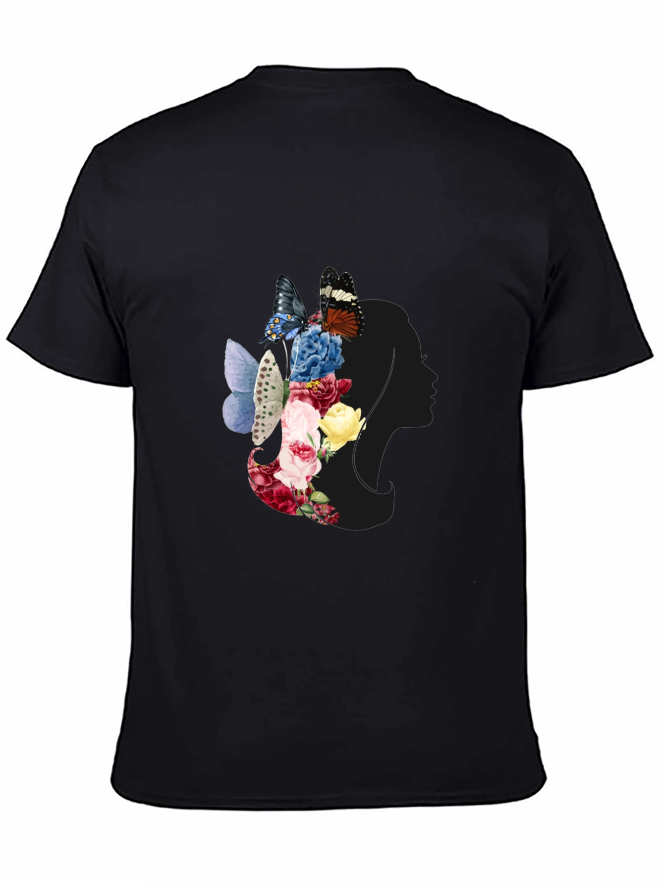 Floral Butterfly Woman Silhouette Graphic Tee