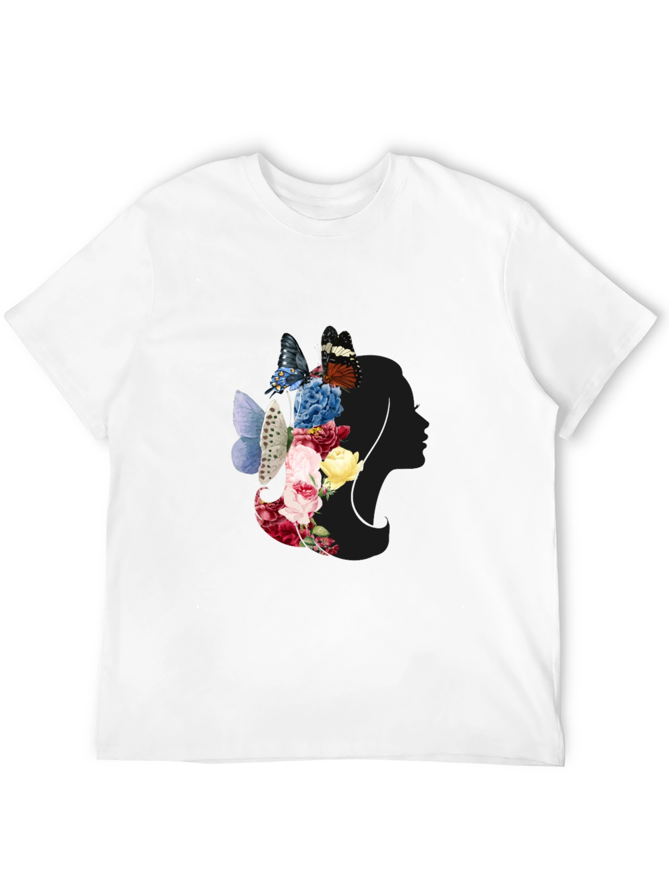 Floral Butterfly Woman Silhouette Graphic Tee