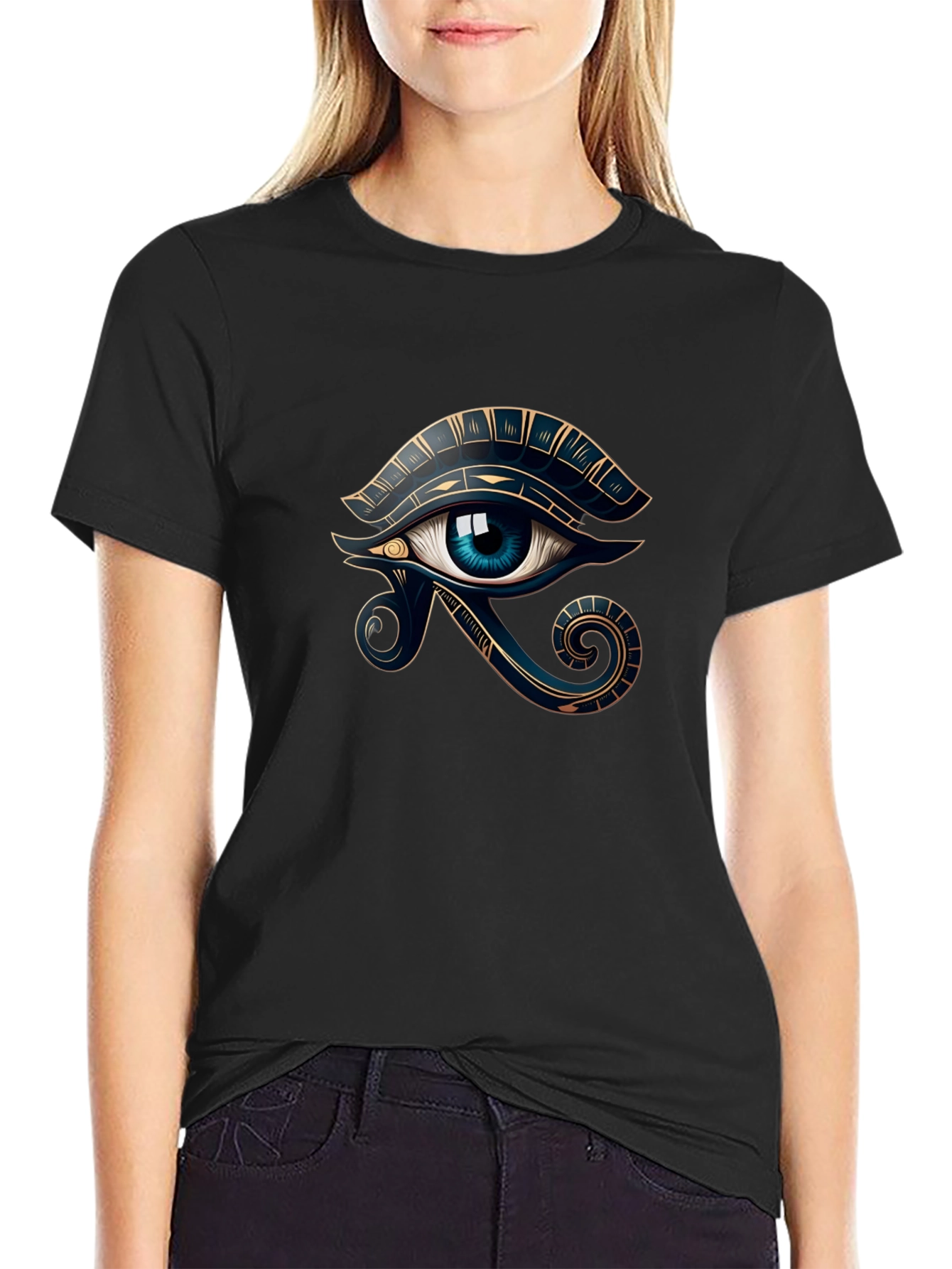 Eye of Horus Black Tee - Egyptian Symbol