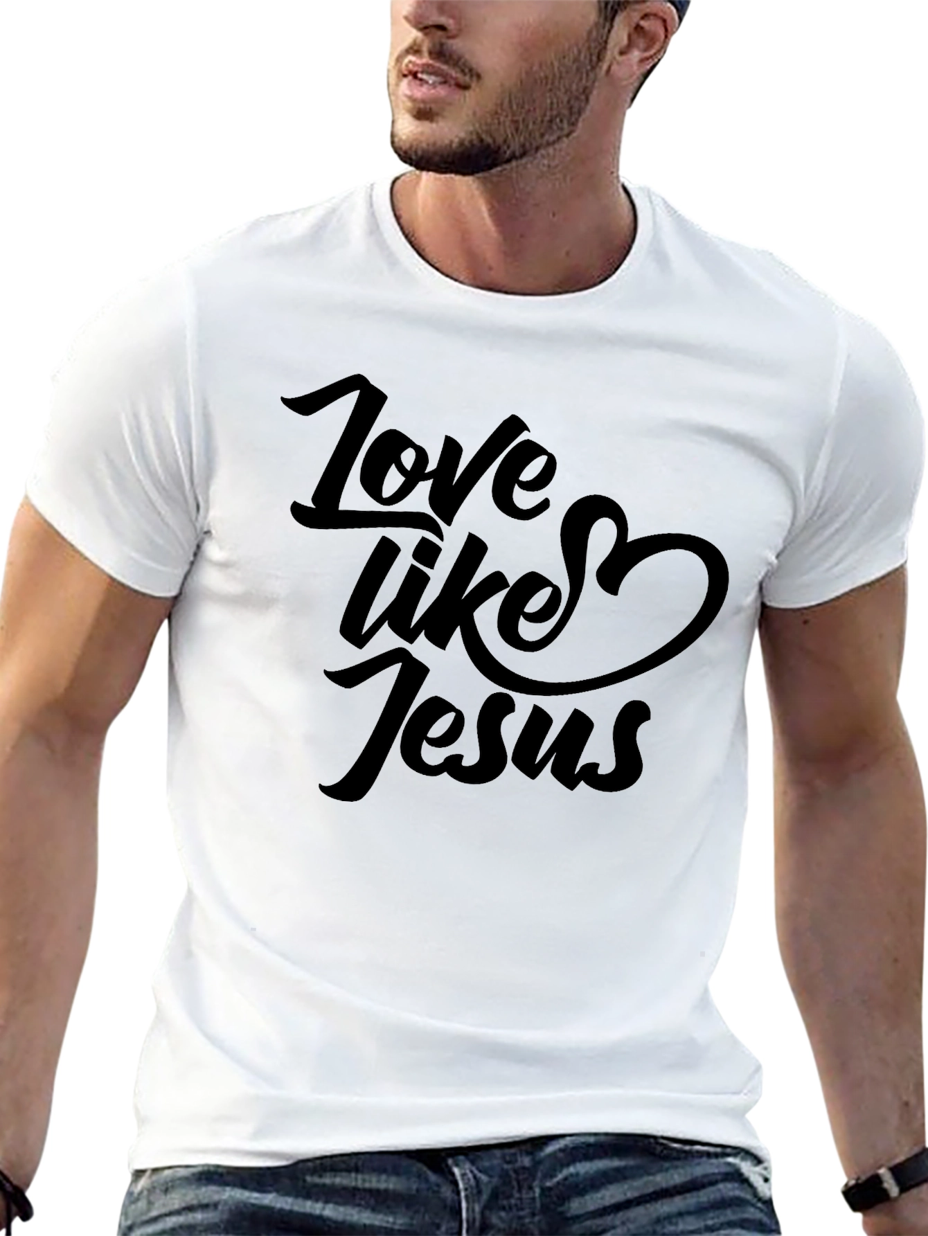 Love Like Jesus Black T-Shirt Christian Faith Tee