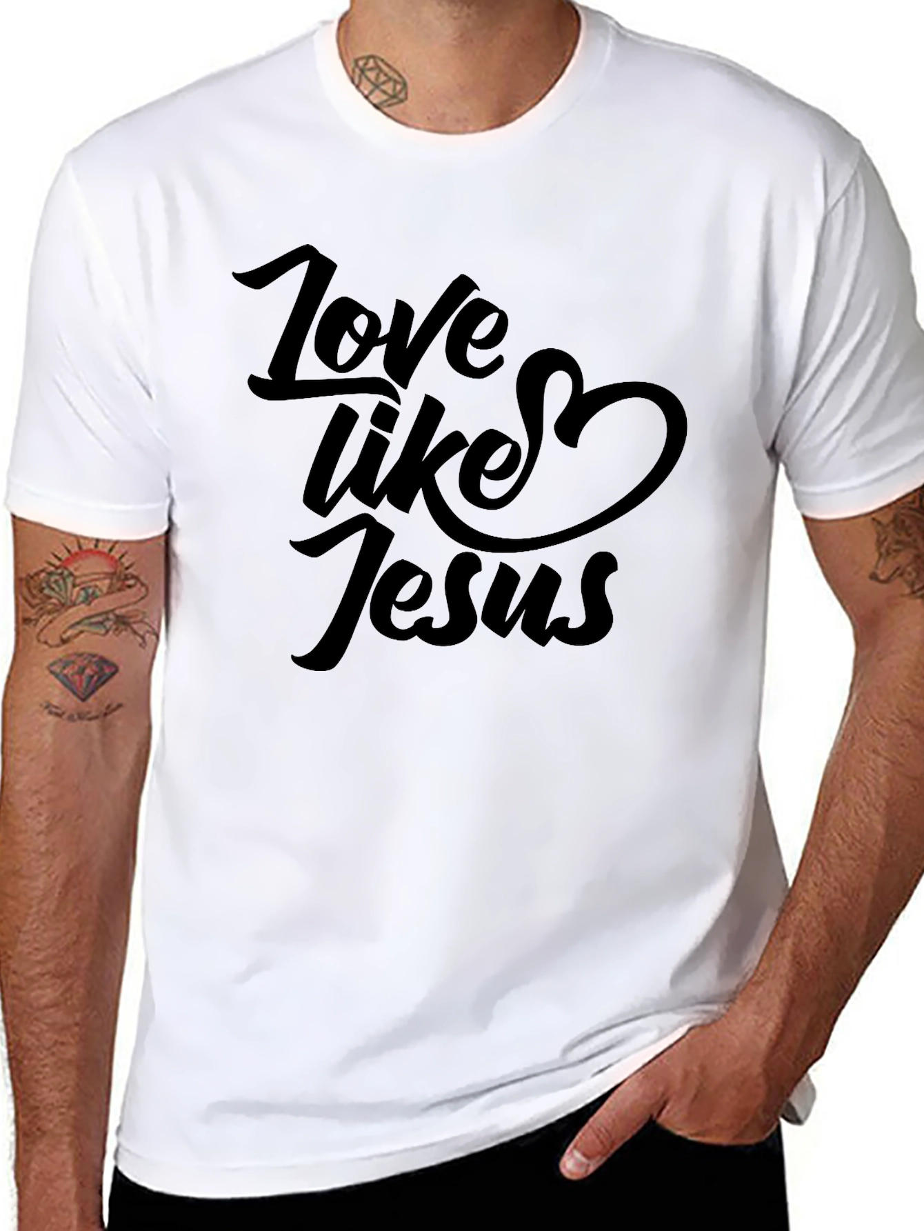 Love Like Jesus Black T-Shirt Christian Faith Tee