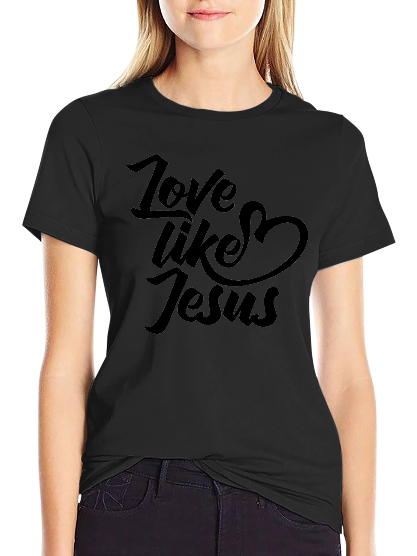 Love Like Jesus Black T-Shirt Christian Faith Tee