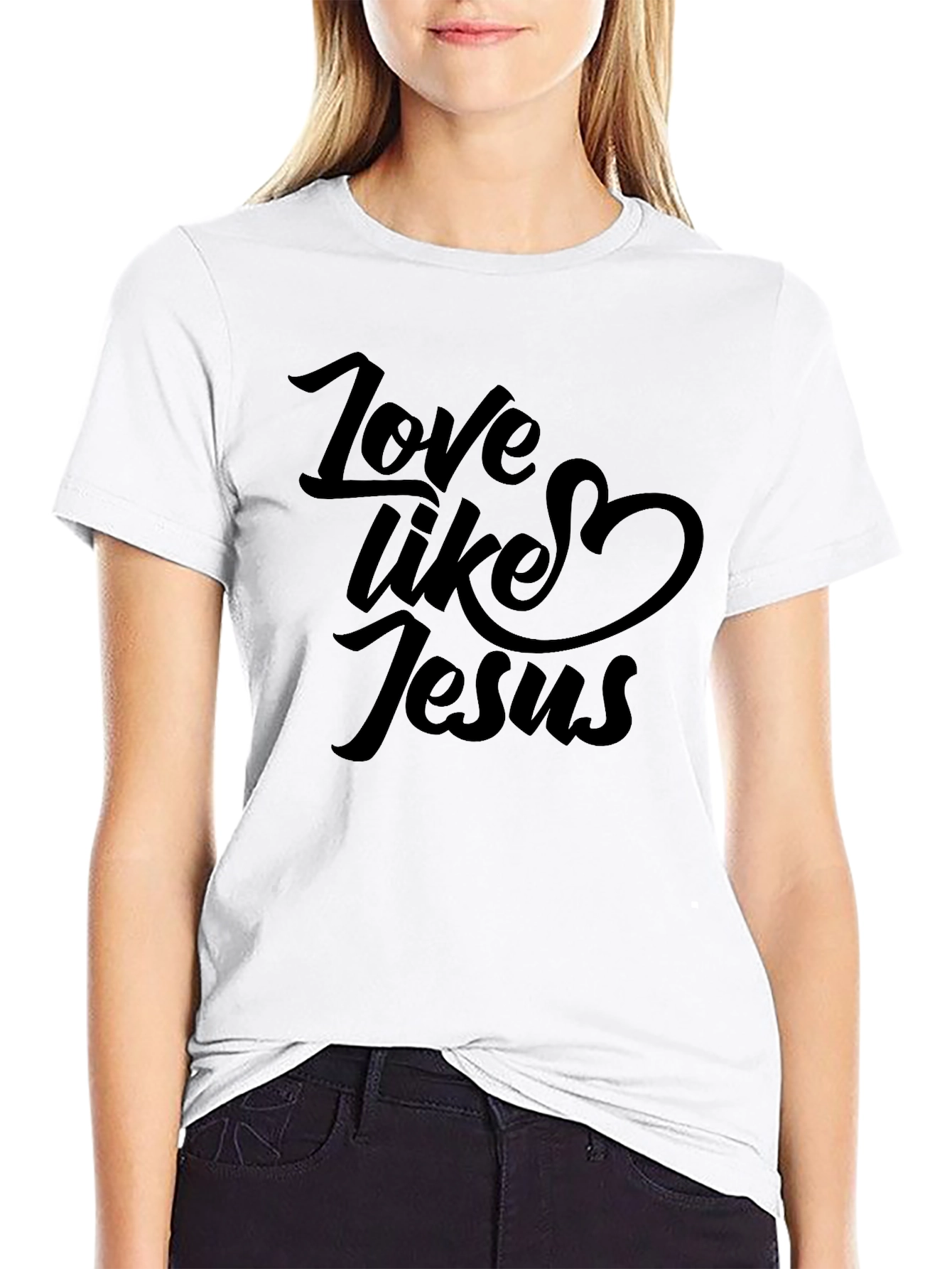 Love Like Jesus Black T-Shirt Christian Faith Tee