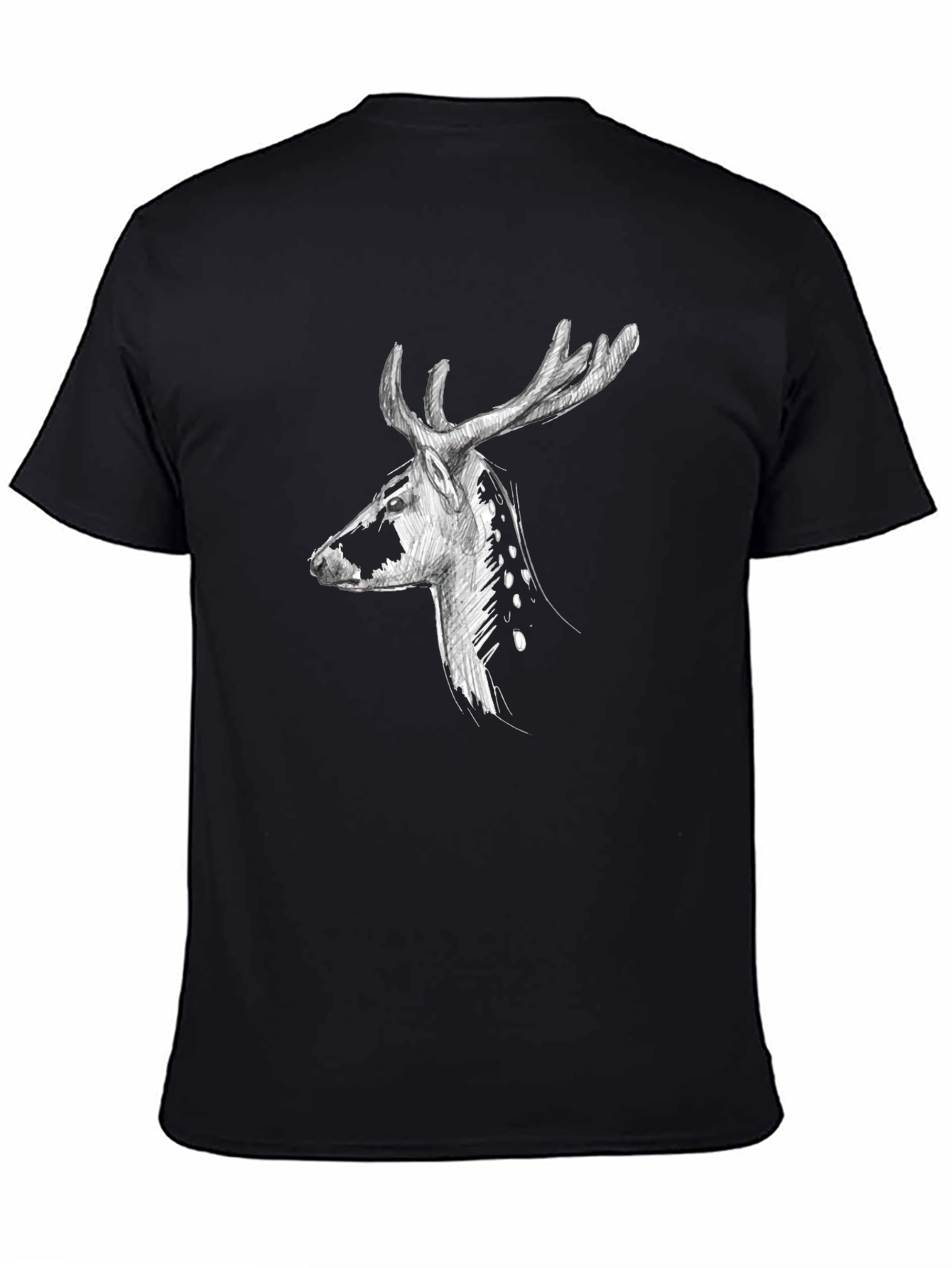 Deer Graphic Print Tee - Black Casual T-Shirt