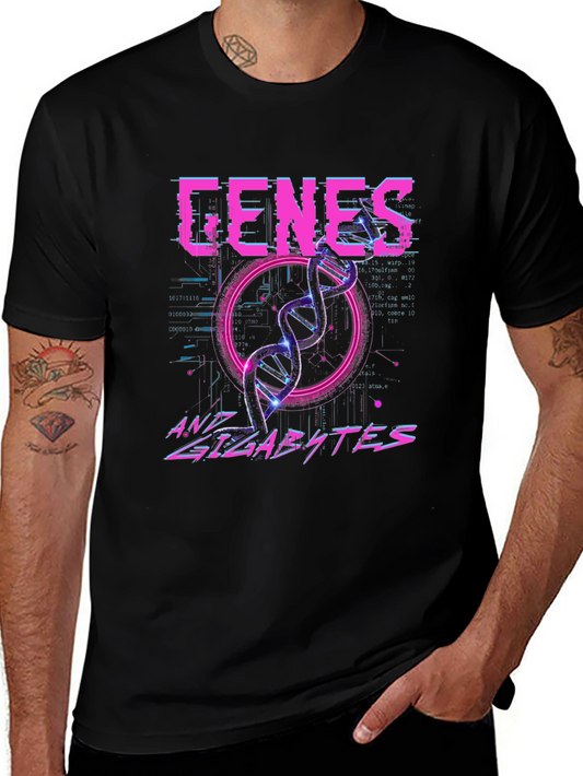 Genes and Gigabytes Graphic T-Shirt - Sci-Fi Style