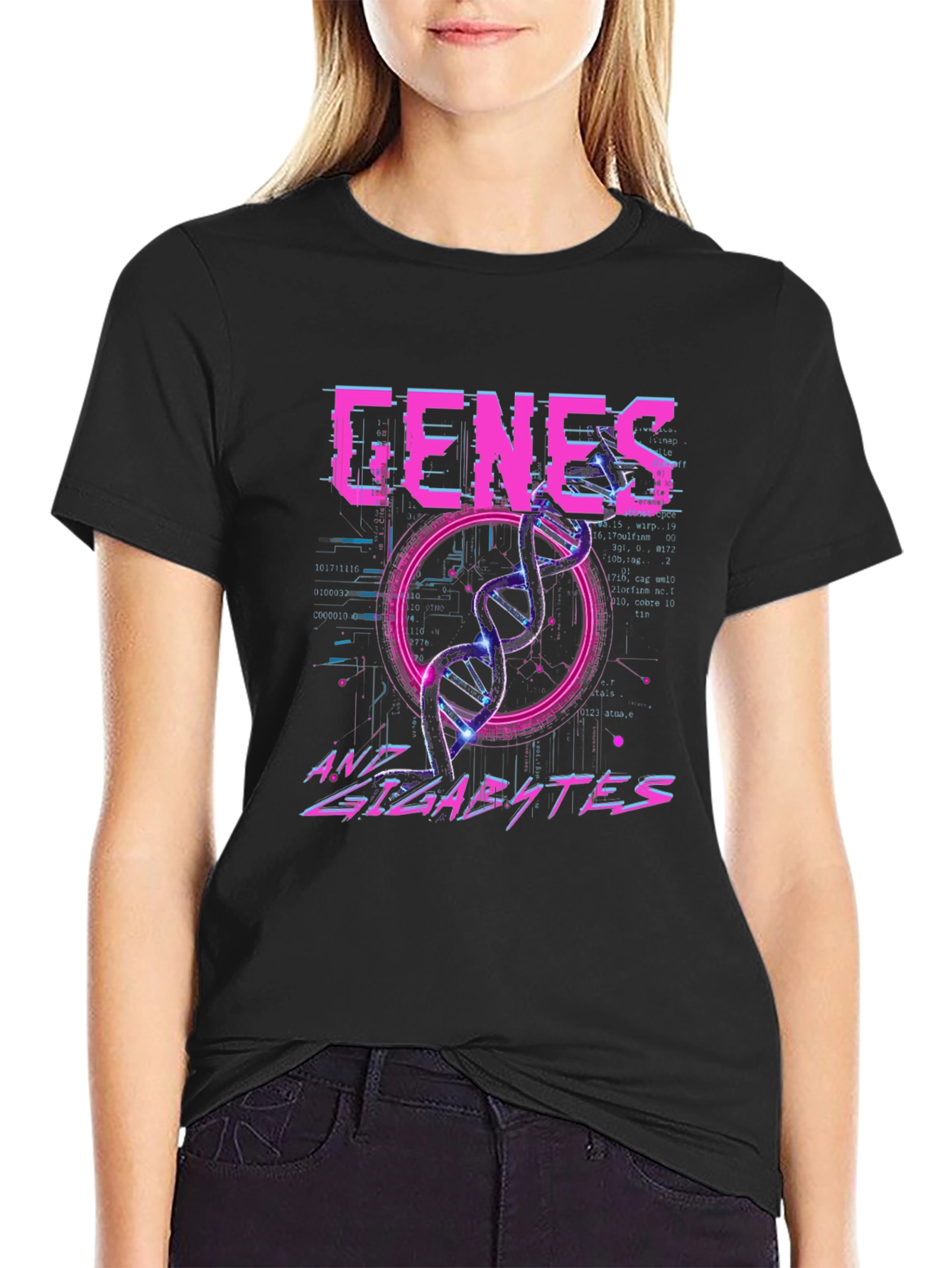 Genes and Gigabytes Graphic T-Shirt - Sci-Fi Style