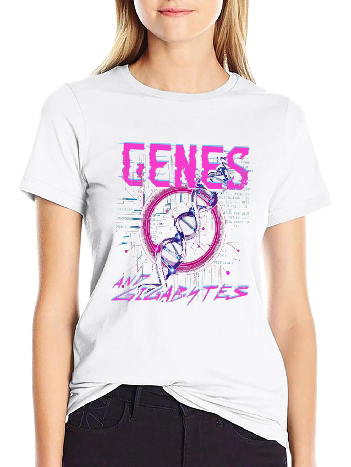 Genes and Gigabytes Graphic T-Shirt - Sci-Fi Style