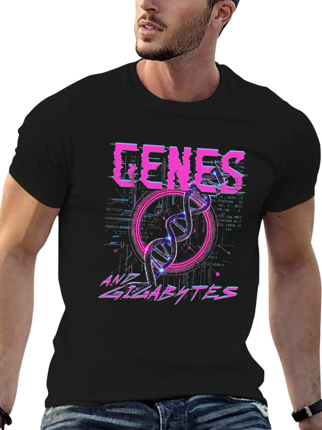 Genes and Gigabytes Graphic T-Shirt - Sci-Fi Style