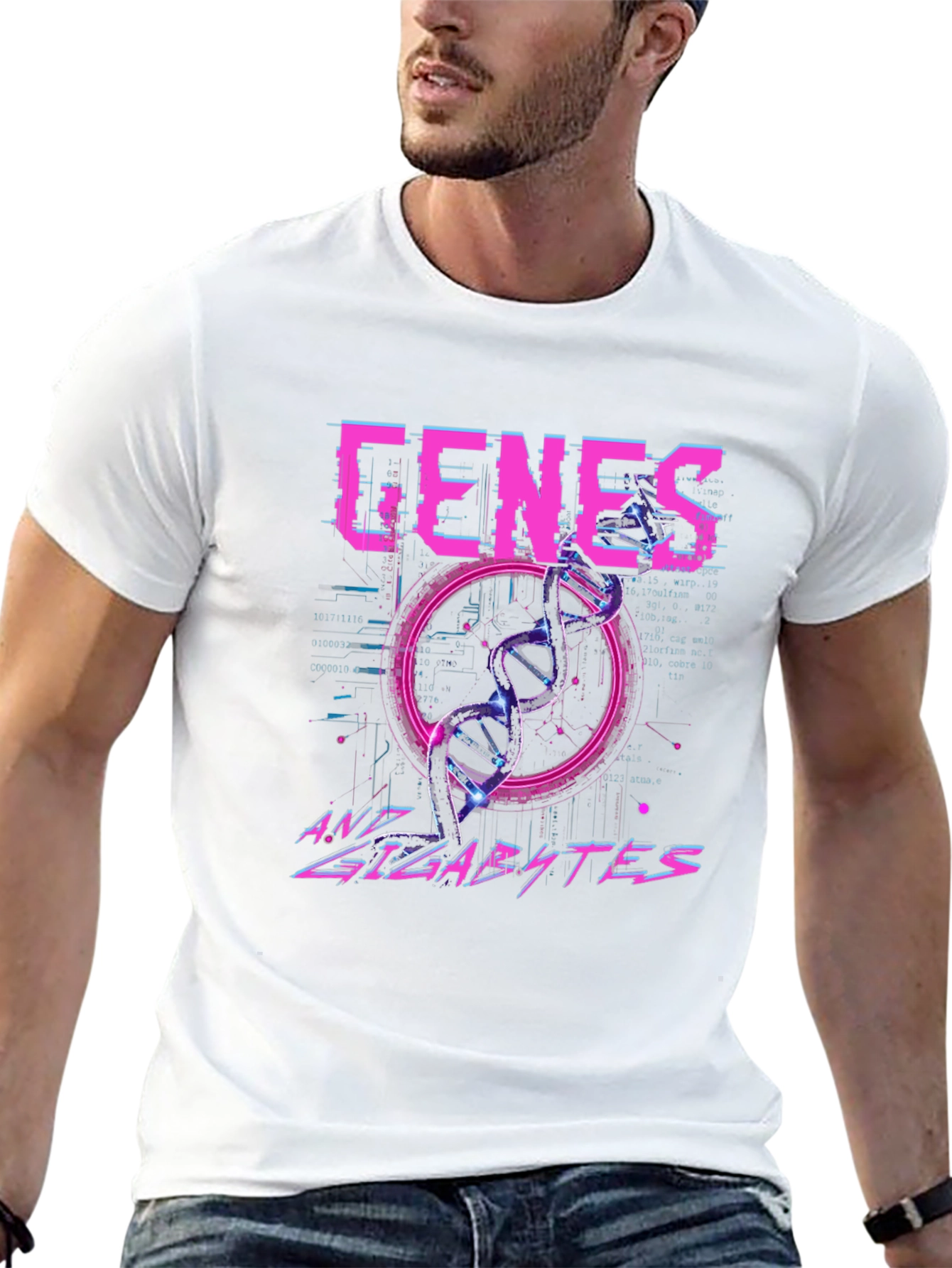 Genes and Gigabytes Graphic T-Shirt - Sci-Fi Style