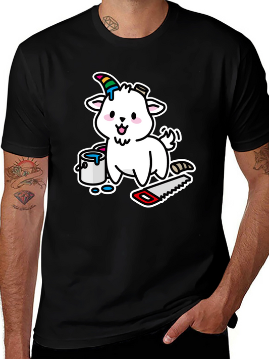 Goat DIY T-Shirt: Cartoon Goat with Paint and Saw