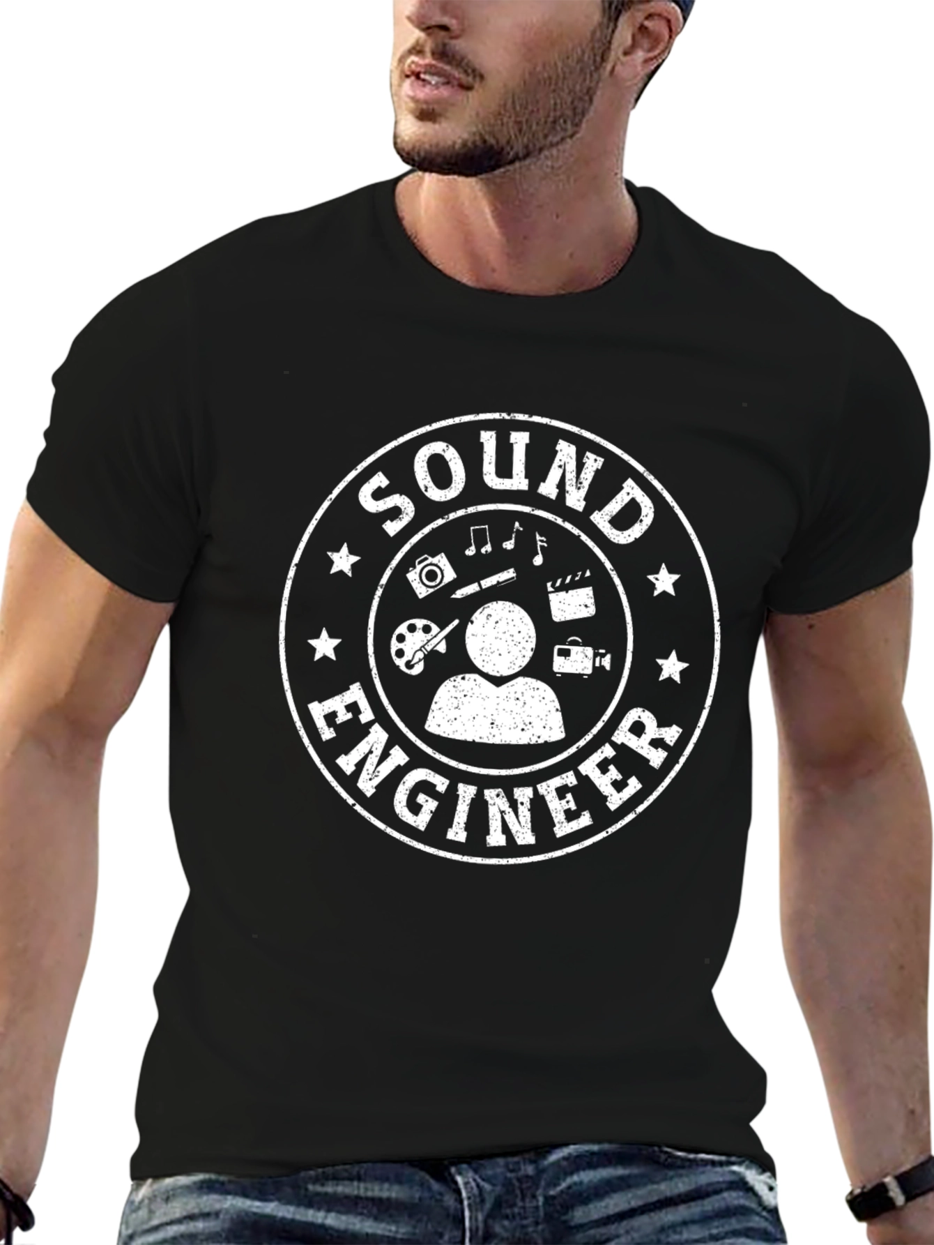 Sound Engineer T-Shirt - Black Crew Neck