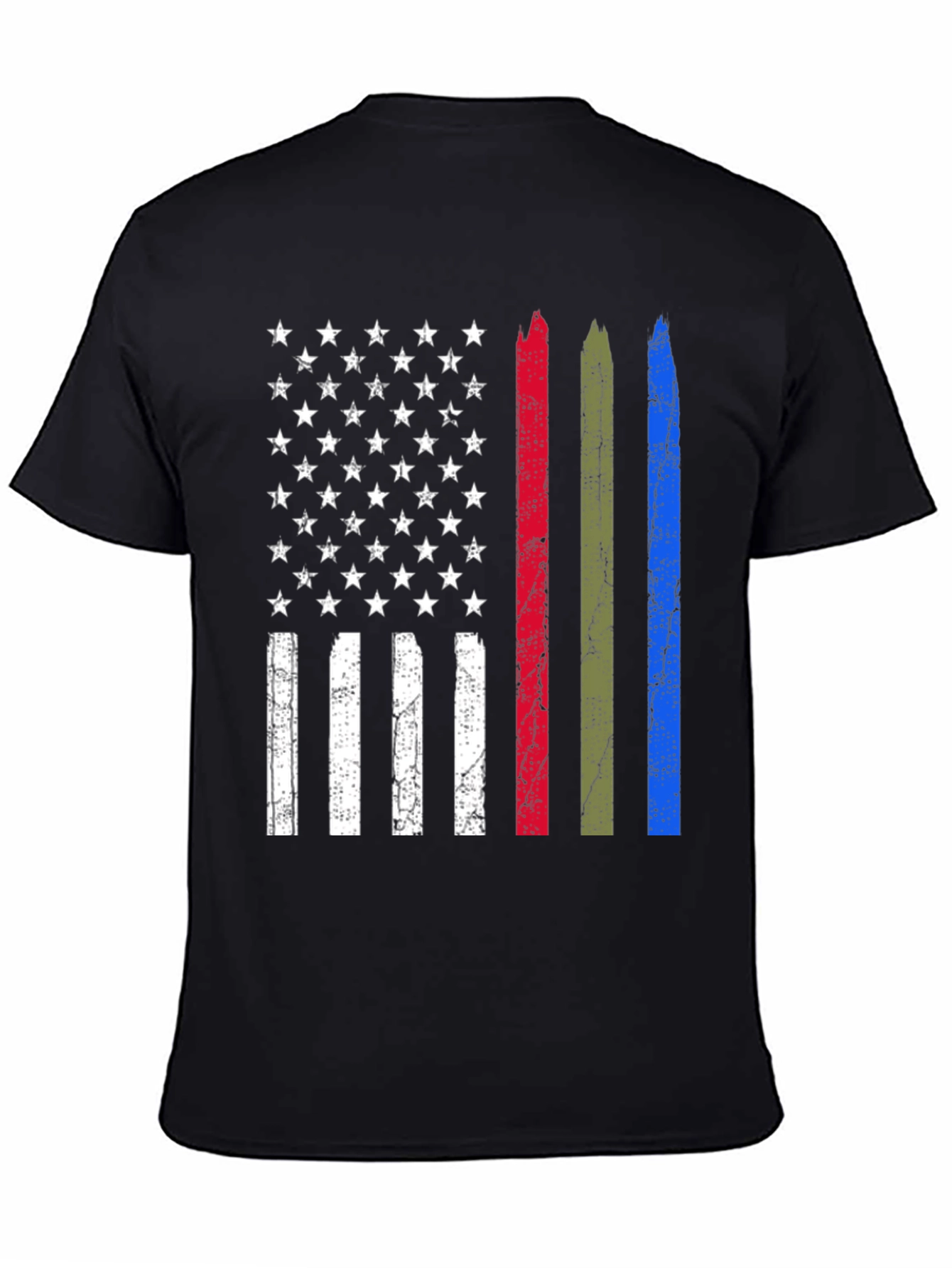 Distressed American Flag Thin Line Support T-Shirt