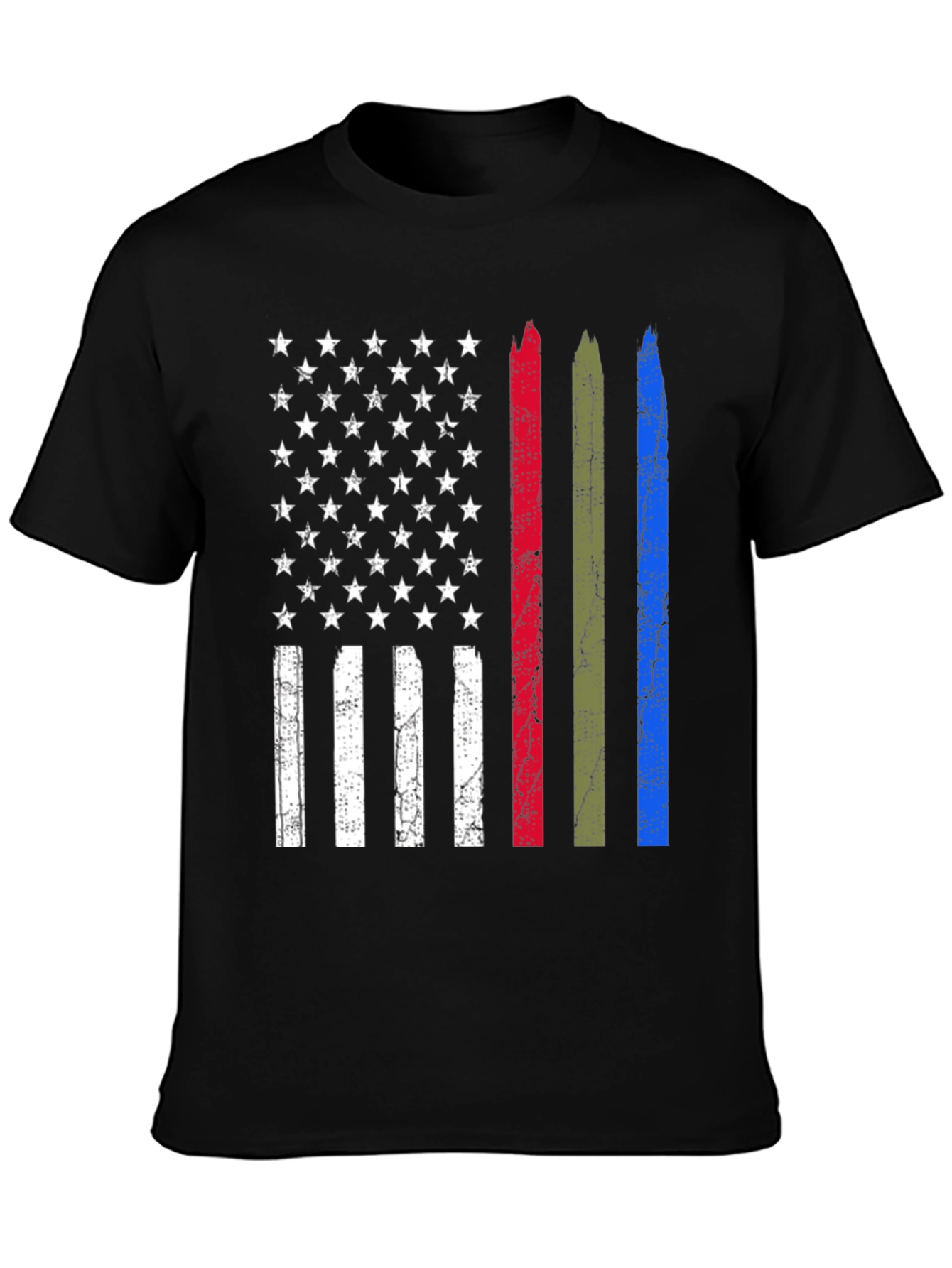 Distressed American Flag Thin Line Support T-Shirt