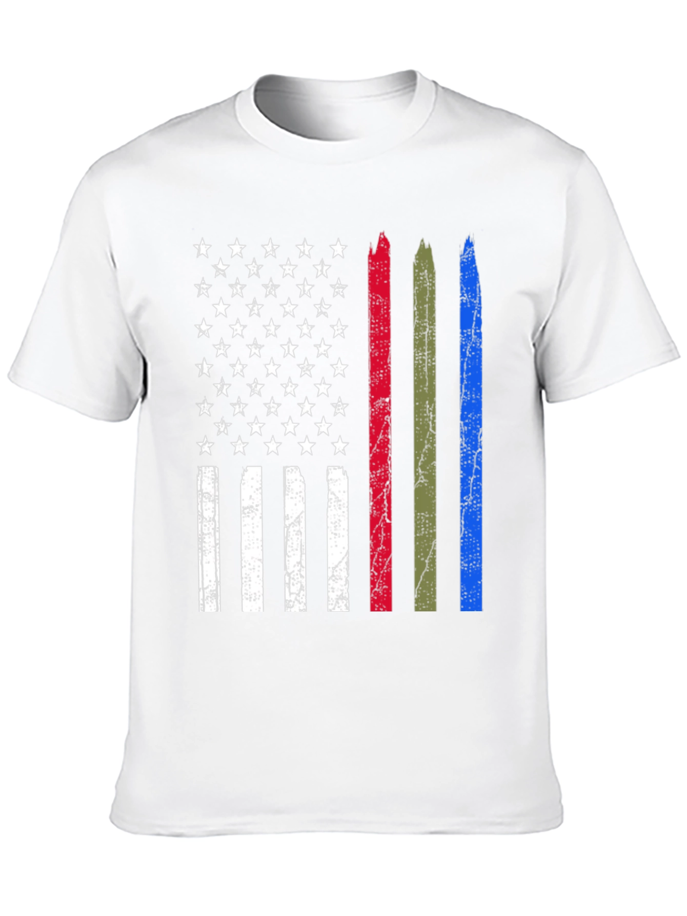 Distressed American Flag Thin Line Support T-Shirt