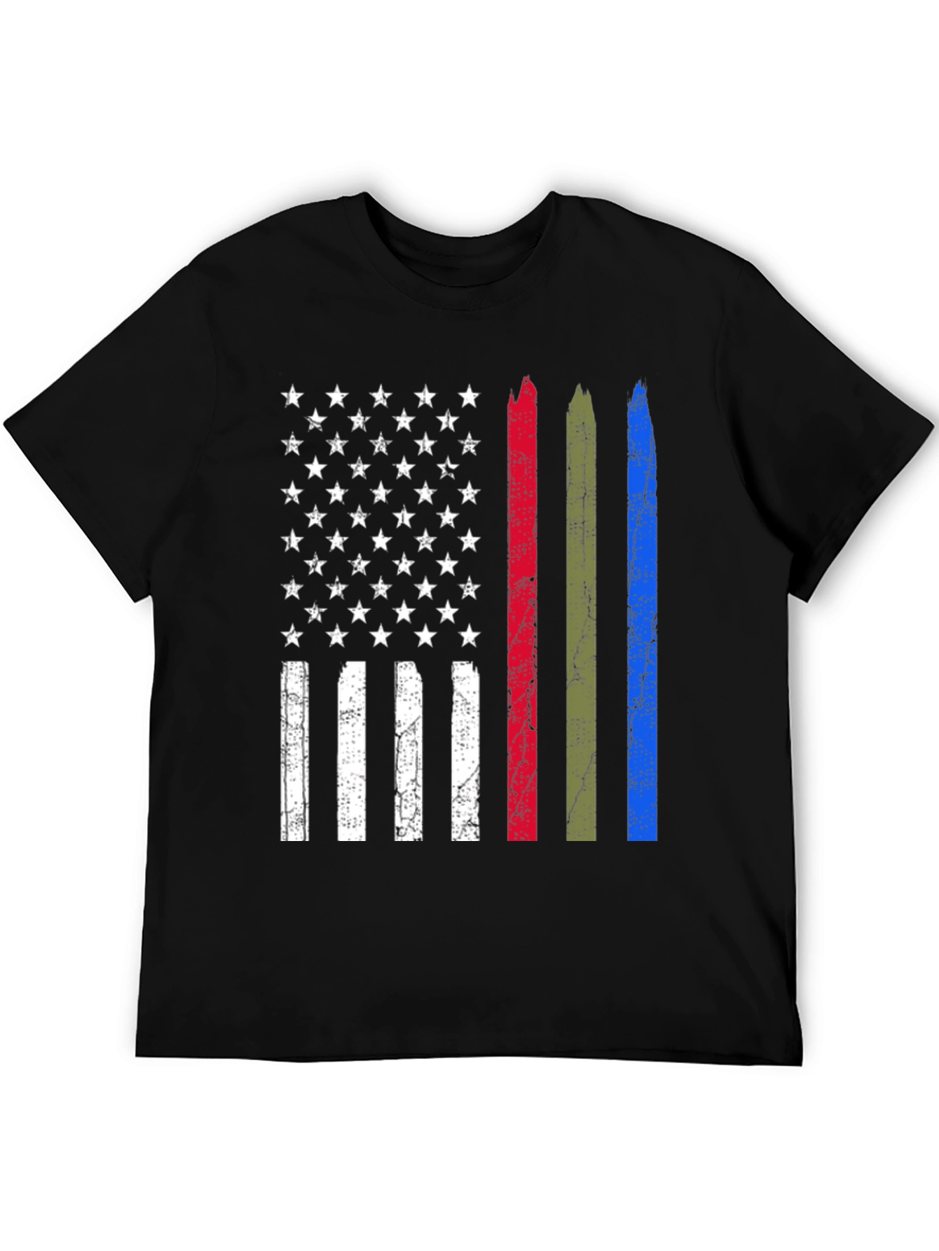 Distressed American Flag Thin Line Support T-Shirt